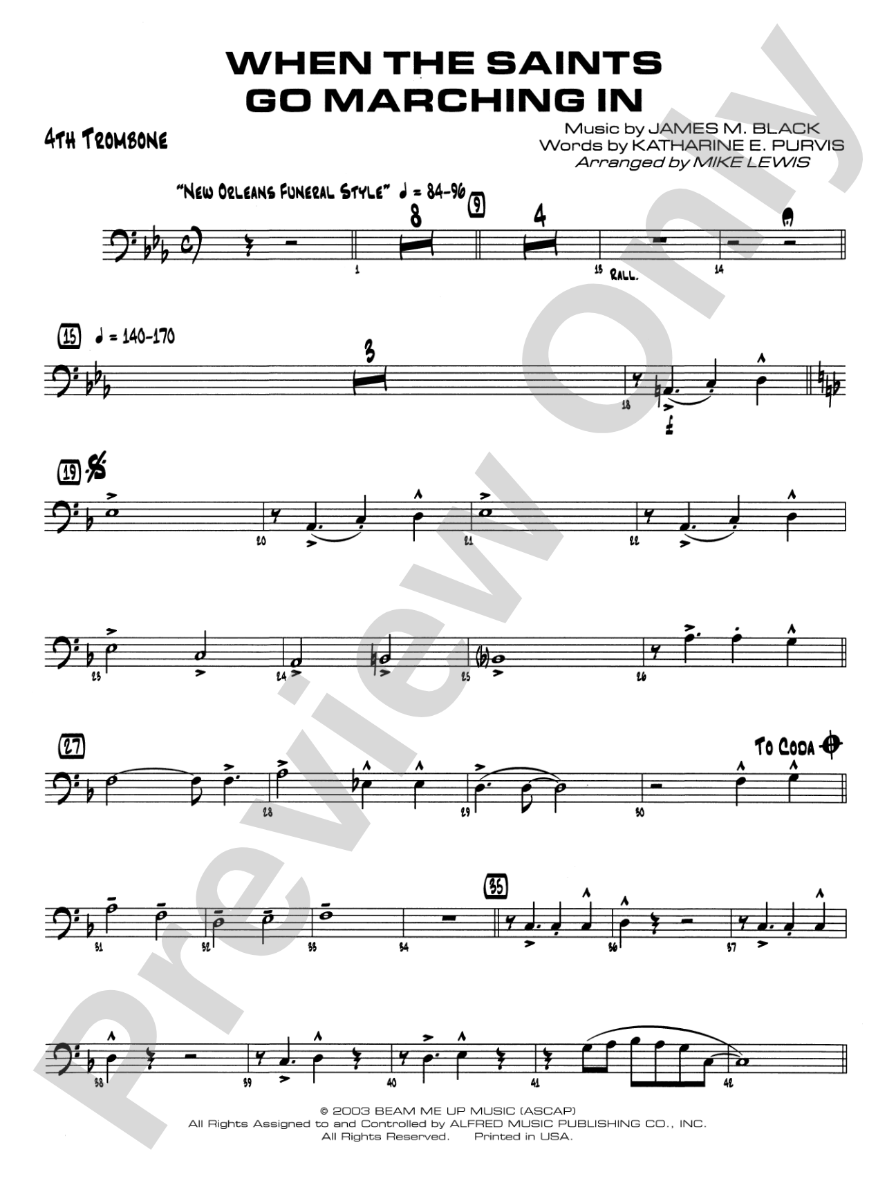 When the Saints Go Marching In: 4th Trombone