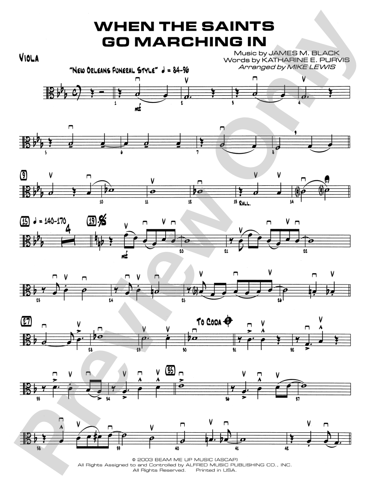 When the Saints Go Marching In: Viola