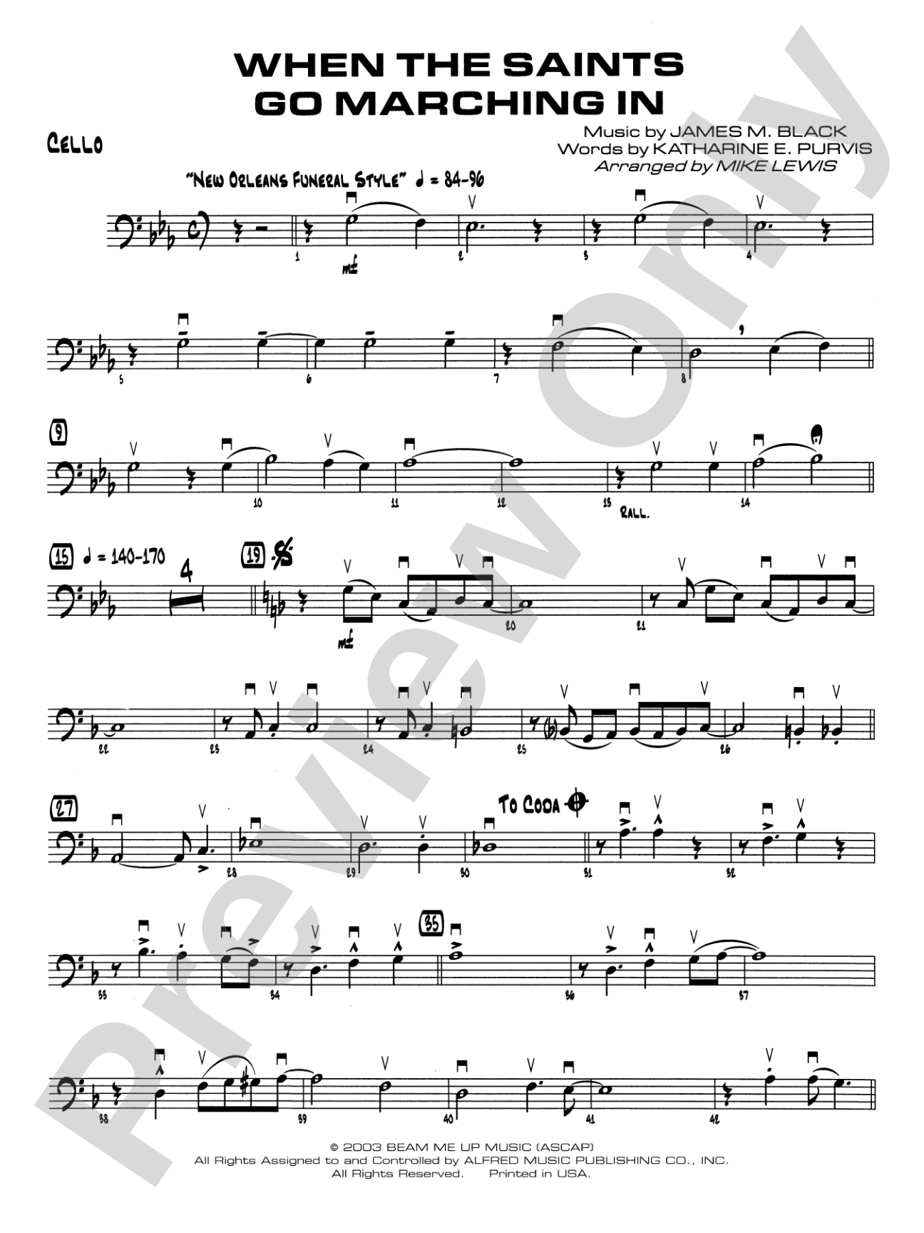 When the Saints Go Marching In: Cello