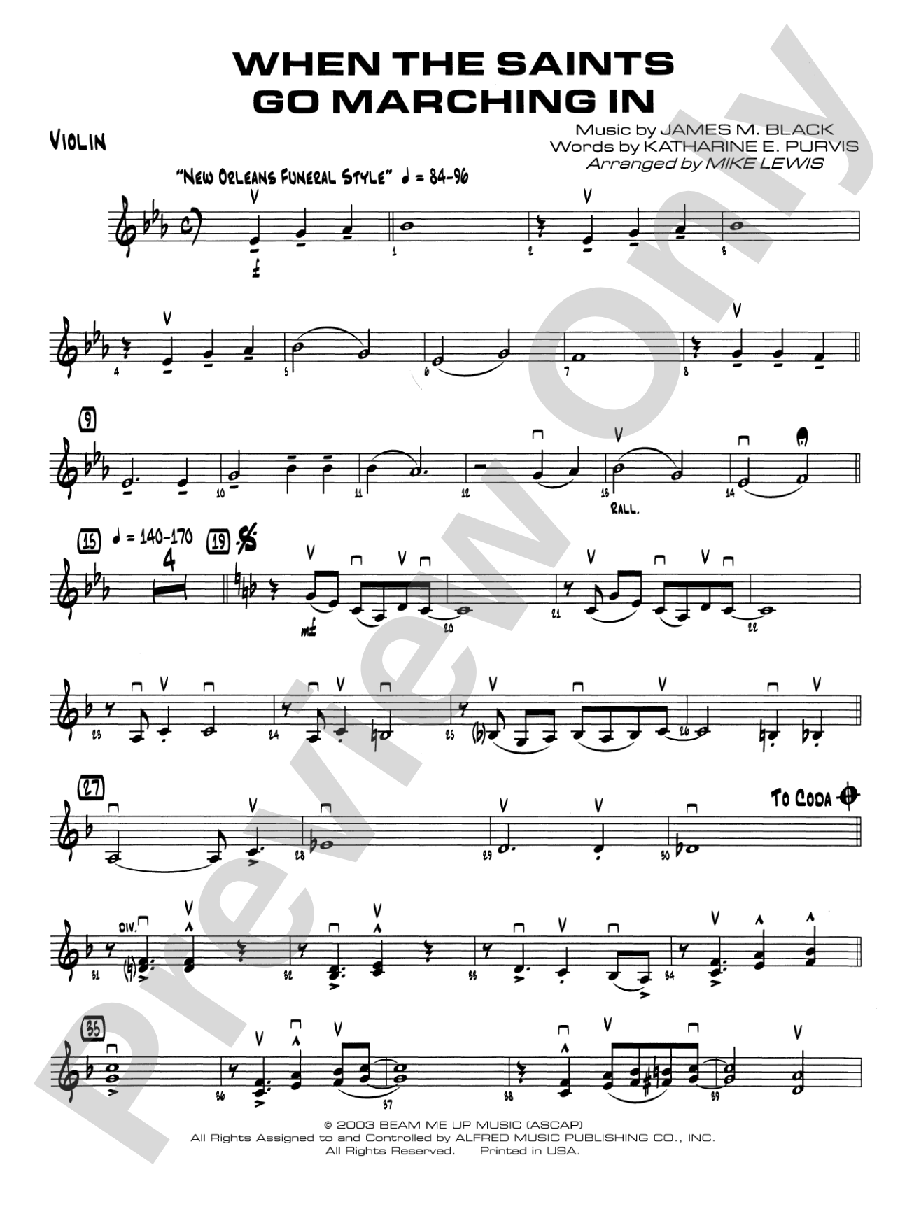 When the Saints Go Marching In: 1st Violin