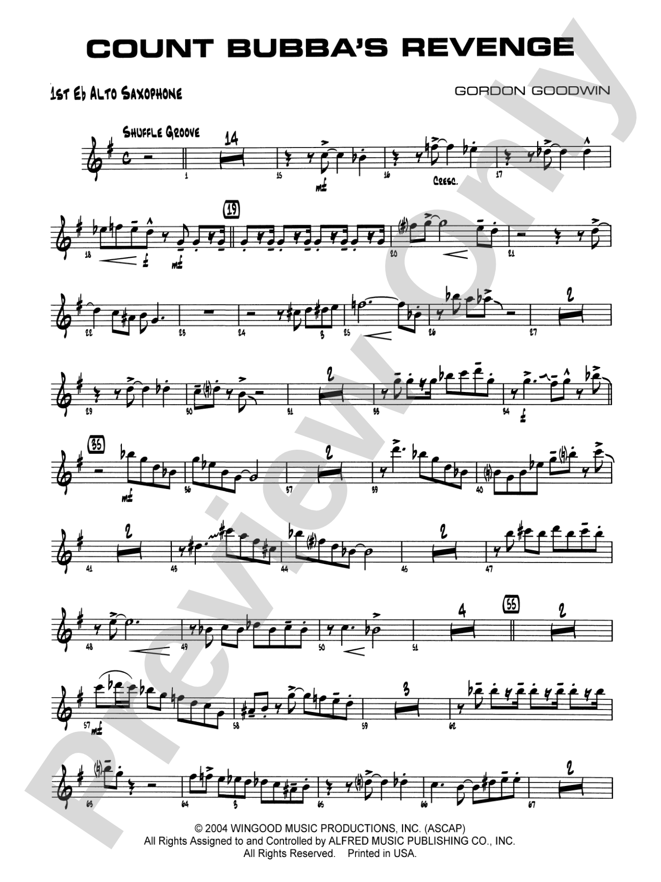 Count Bubba's Revenge: E-flat Alto Saxophone
