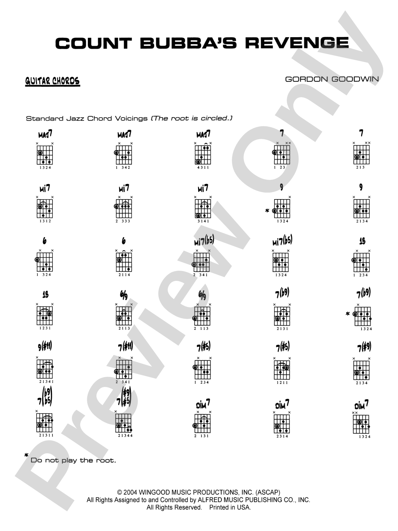 Count Bubba's Revenge: Guitar Chords