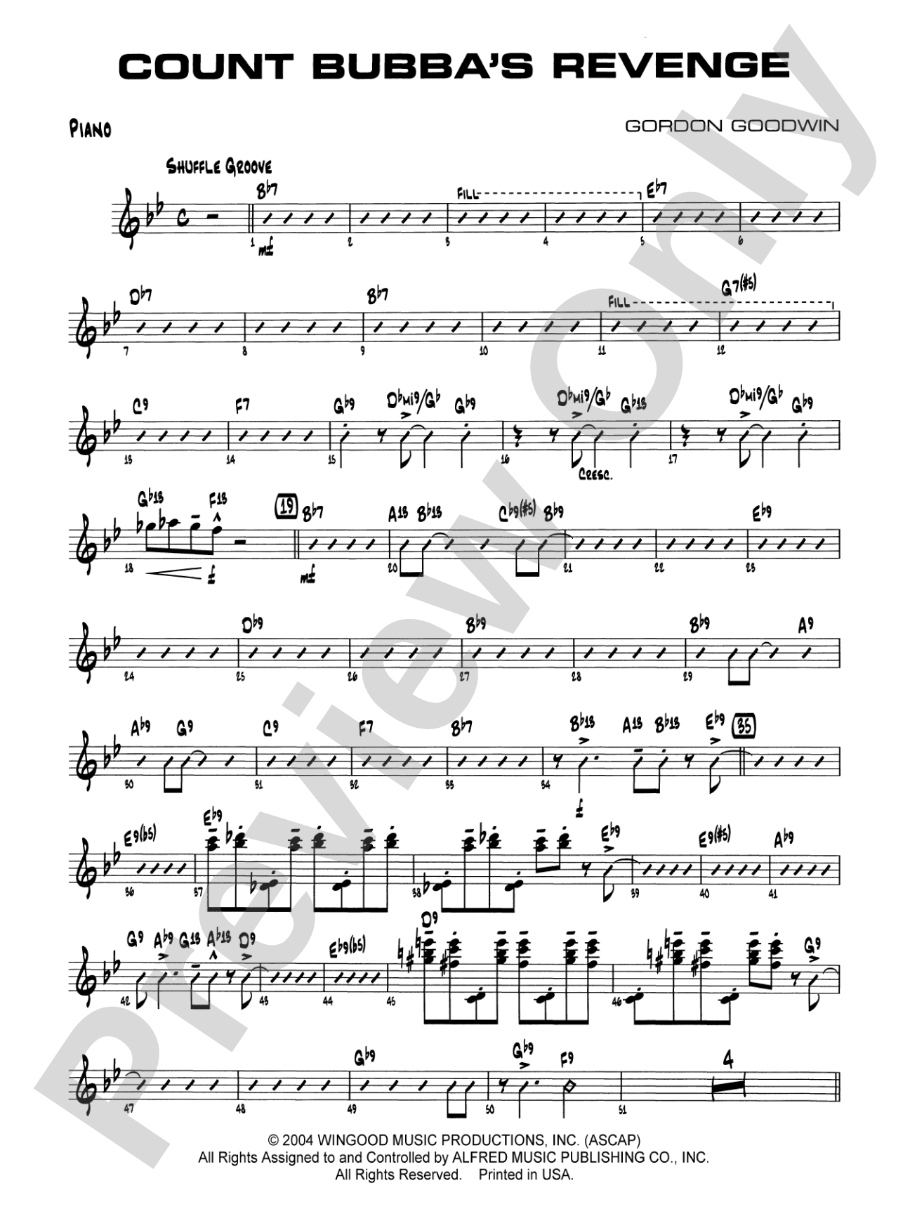 Count Bubba's Revenge: Piano Accompaniment