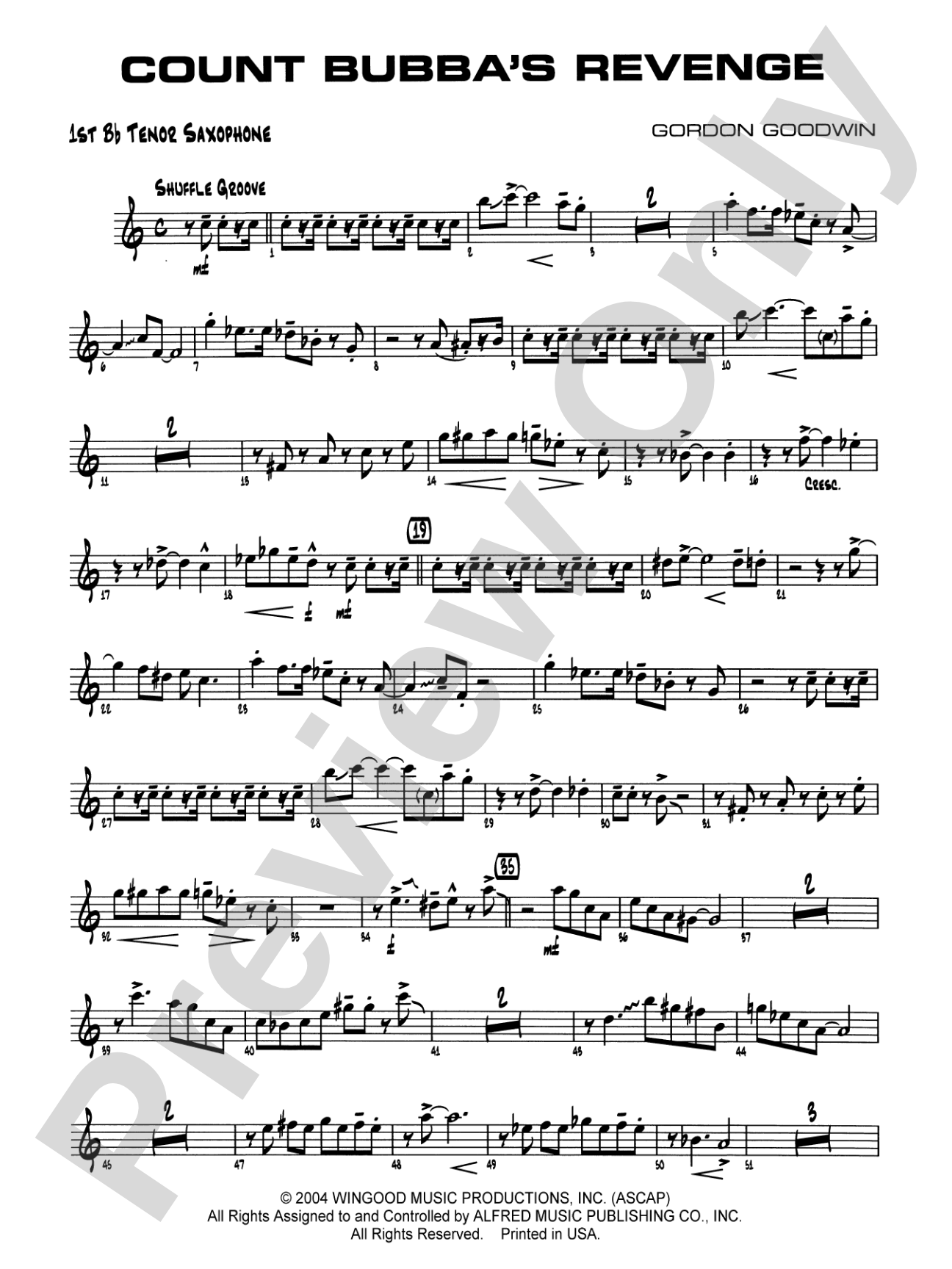 Count Bubba's Revenge: B-flat Tenor Saxophone
