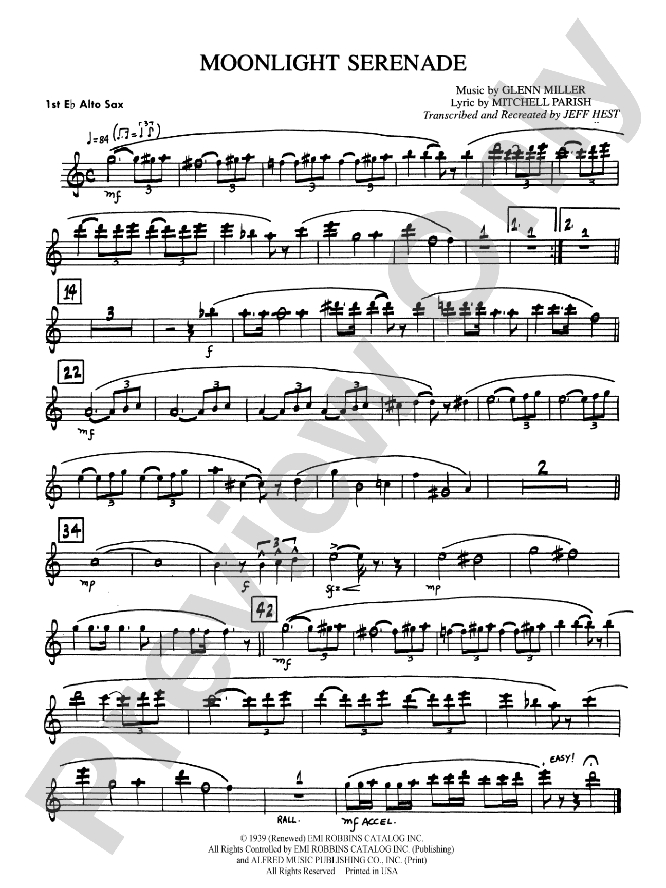 Moonlight Serenade: E-flat Alto Saxophone