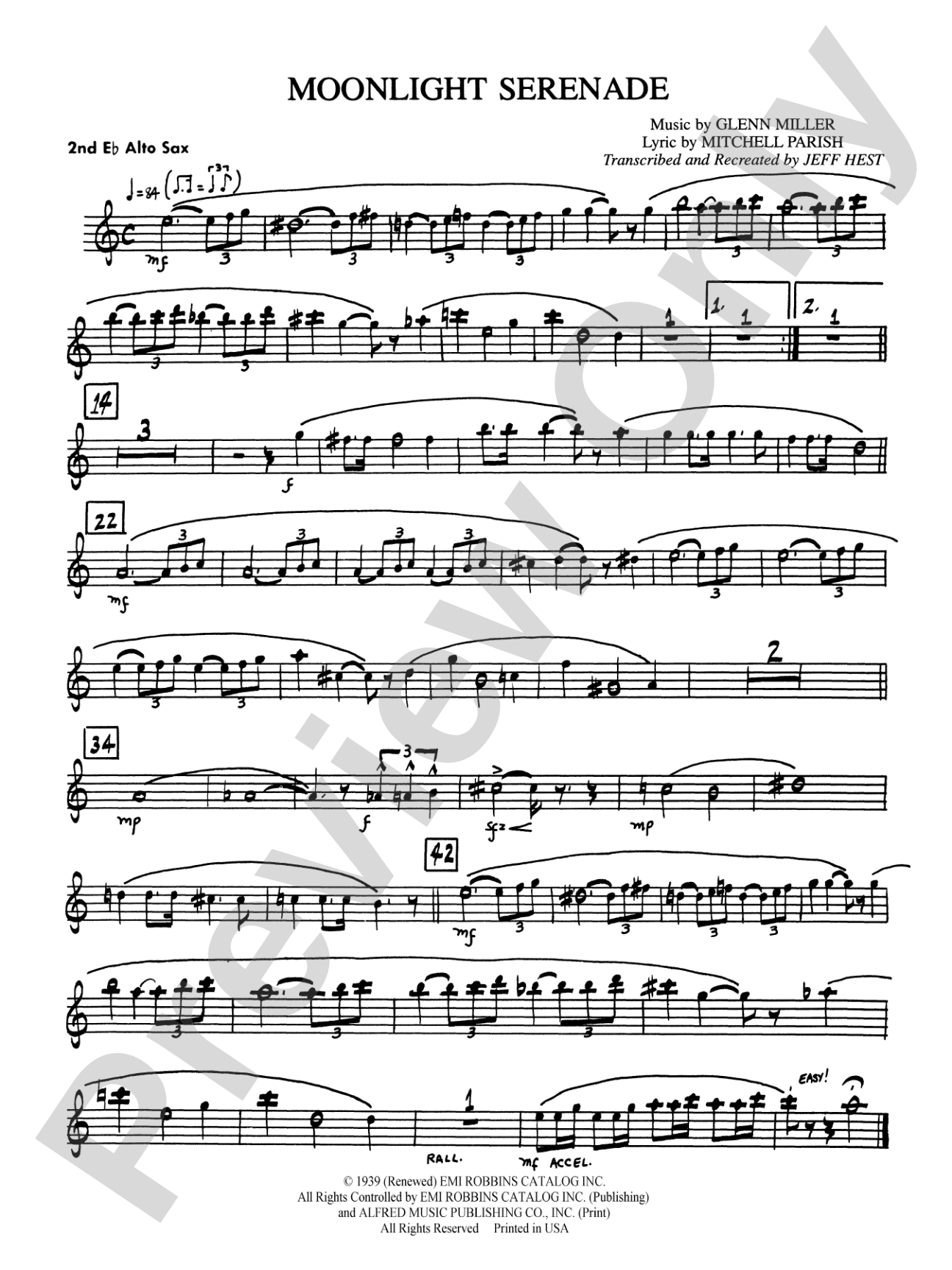 Moonlight Serenade: 2nd E-flat Alto Saxophone