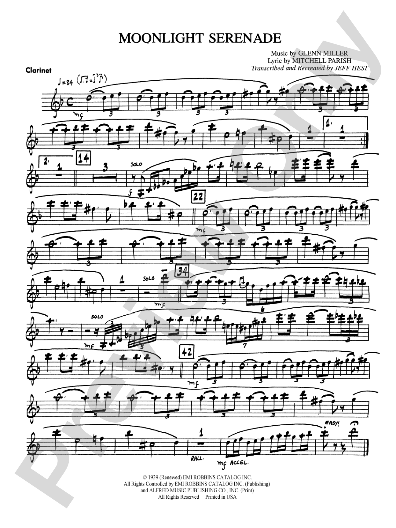 Moonlight Serenade: 1st B-flat Clarinet