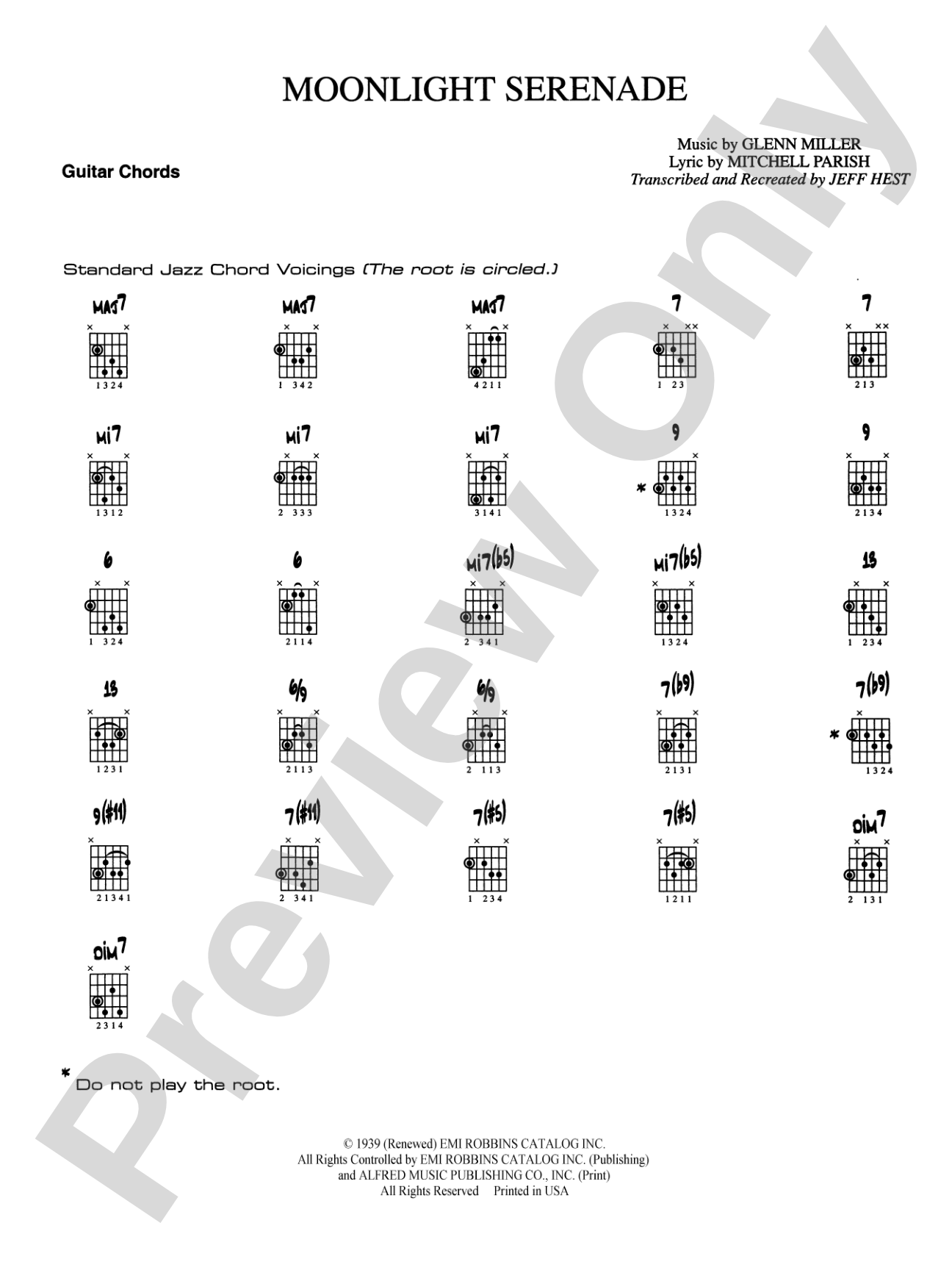 Moonlight Serenade: Guitar Chords