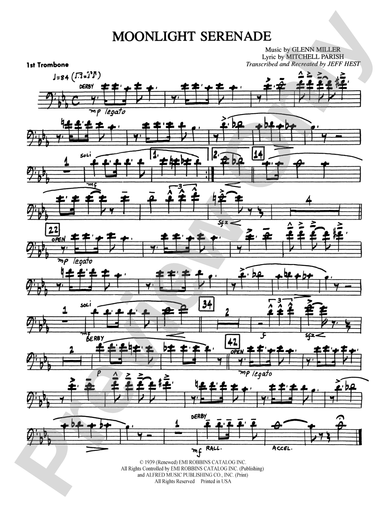 Moonlight Serenade: 1st Trombone