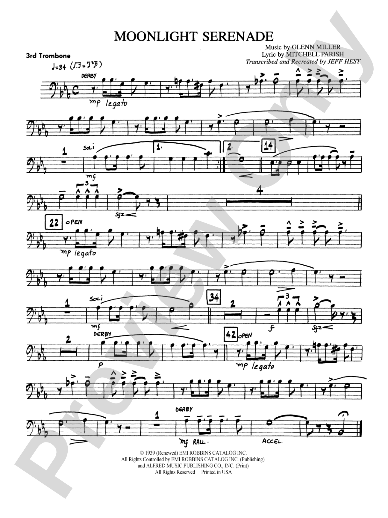 Moonlight Serenade: 3rd Trombone