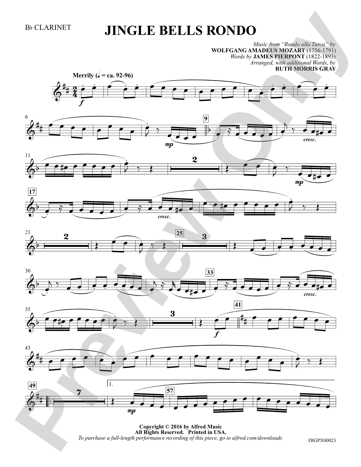 Jingle Bells Rondo: Bb Clarinet: Choral SoundPax