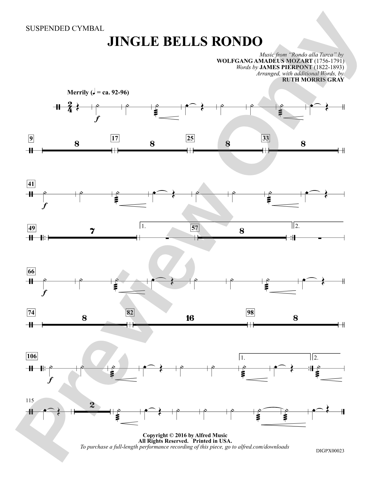 Jingle Bells Rondo: Suspended Cymbal: Choral SoundPax