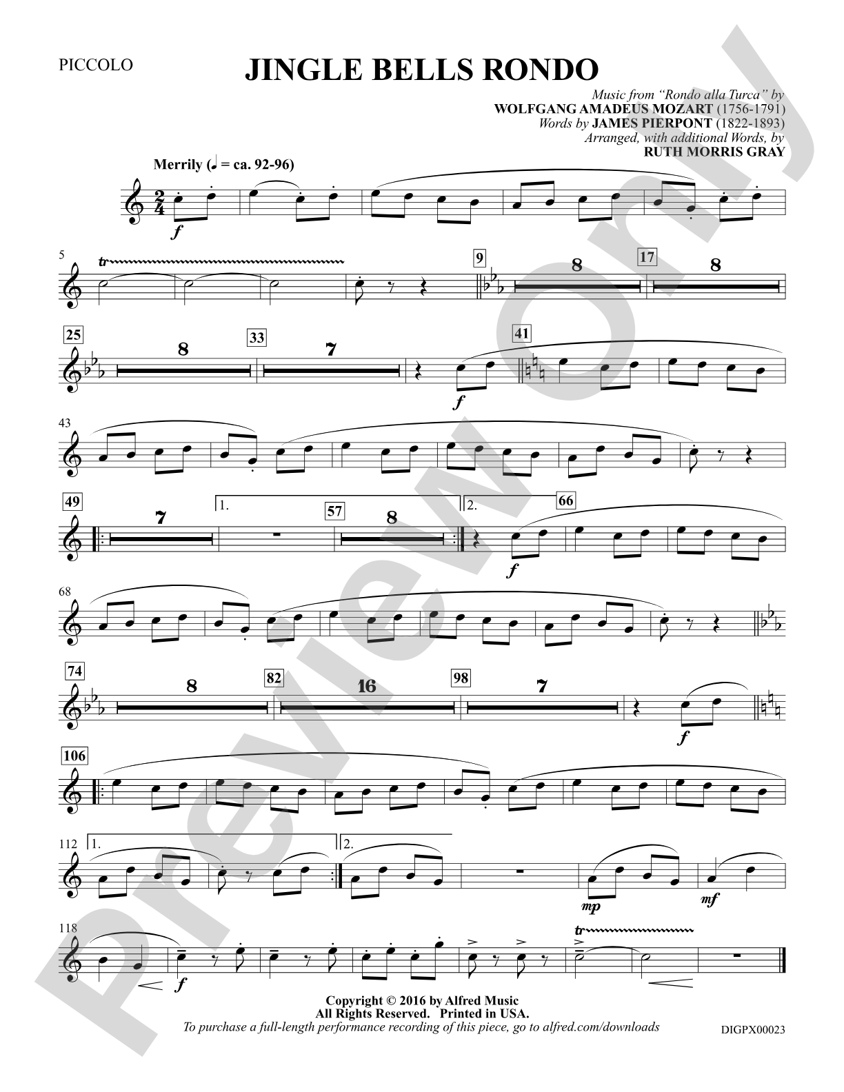 Jingle Bells Rondo: Piccolo: Choral SoundPax
