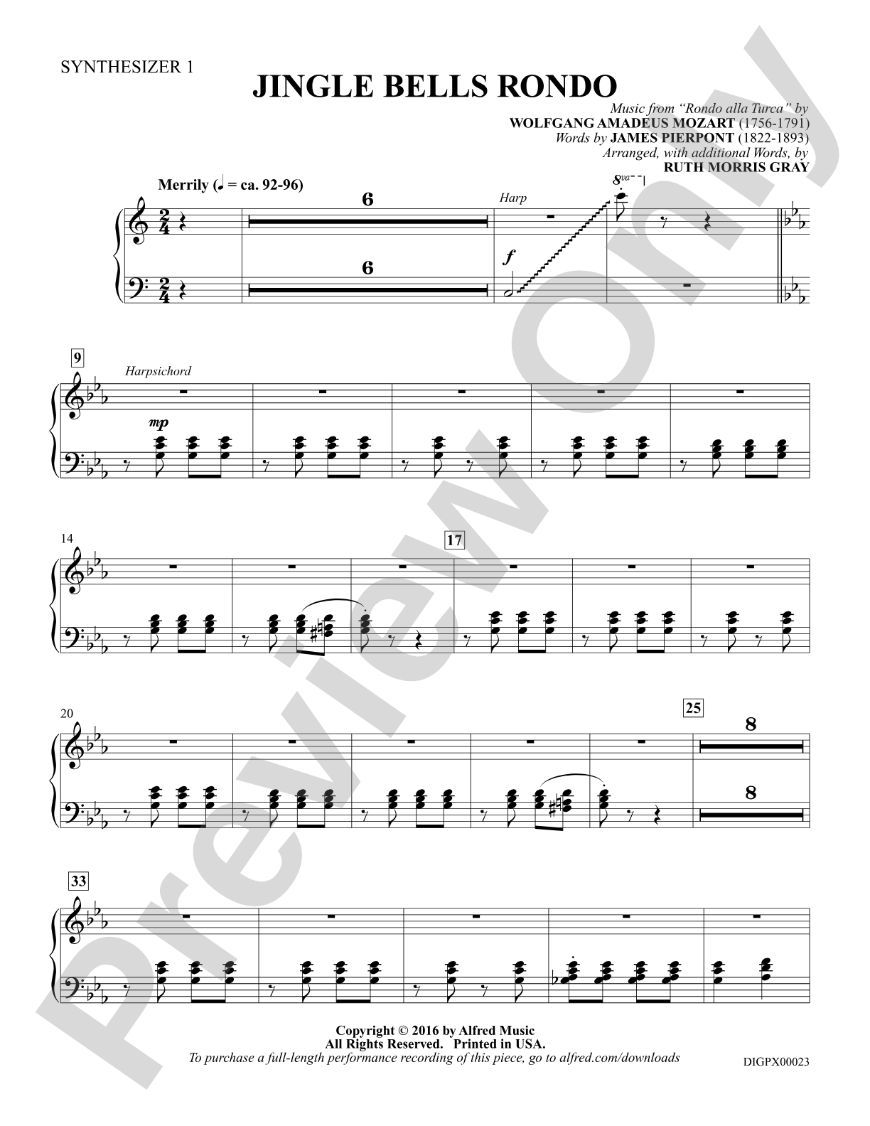 Jingle Bells Rondo: Synthesizer 1: Choral SoundPax