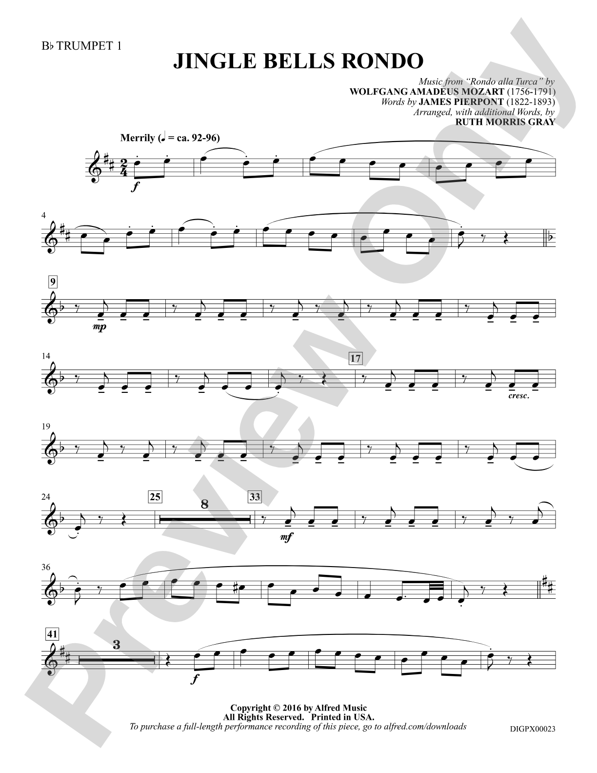 Jingle Bells Rondo: Bb Trumpet 1: Choral SoundPax