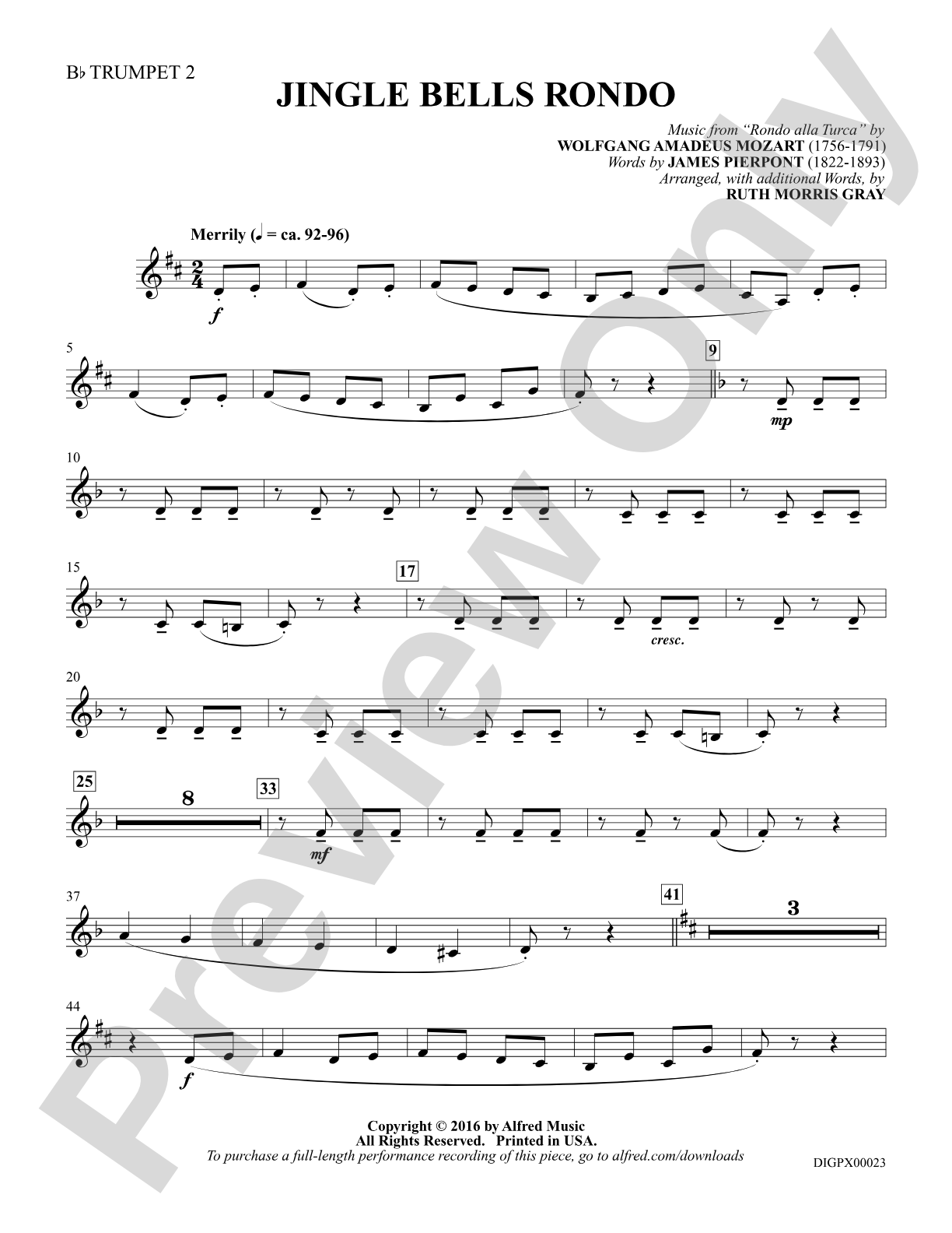 Jingle Bells Rondo: Bb Trumpet 2: Choral SoundPax