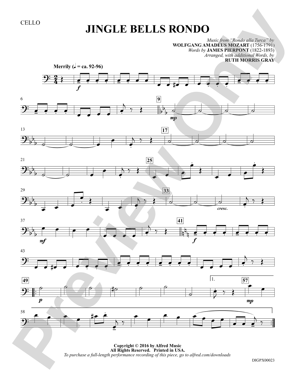 Jingle Bells Rondo: Cello: Choral SoundPax