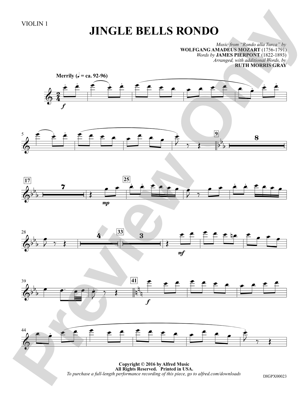 Jingle Bells Rondo: Violin 1: Choral SoundPax