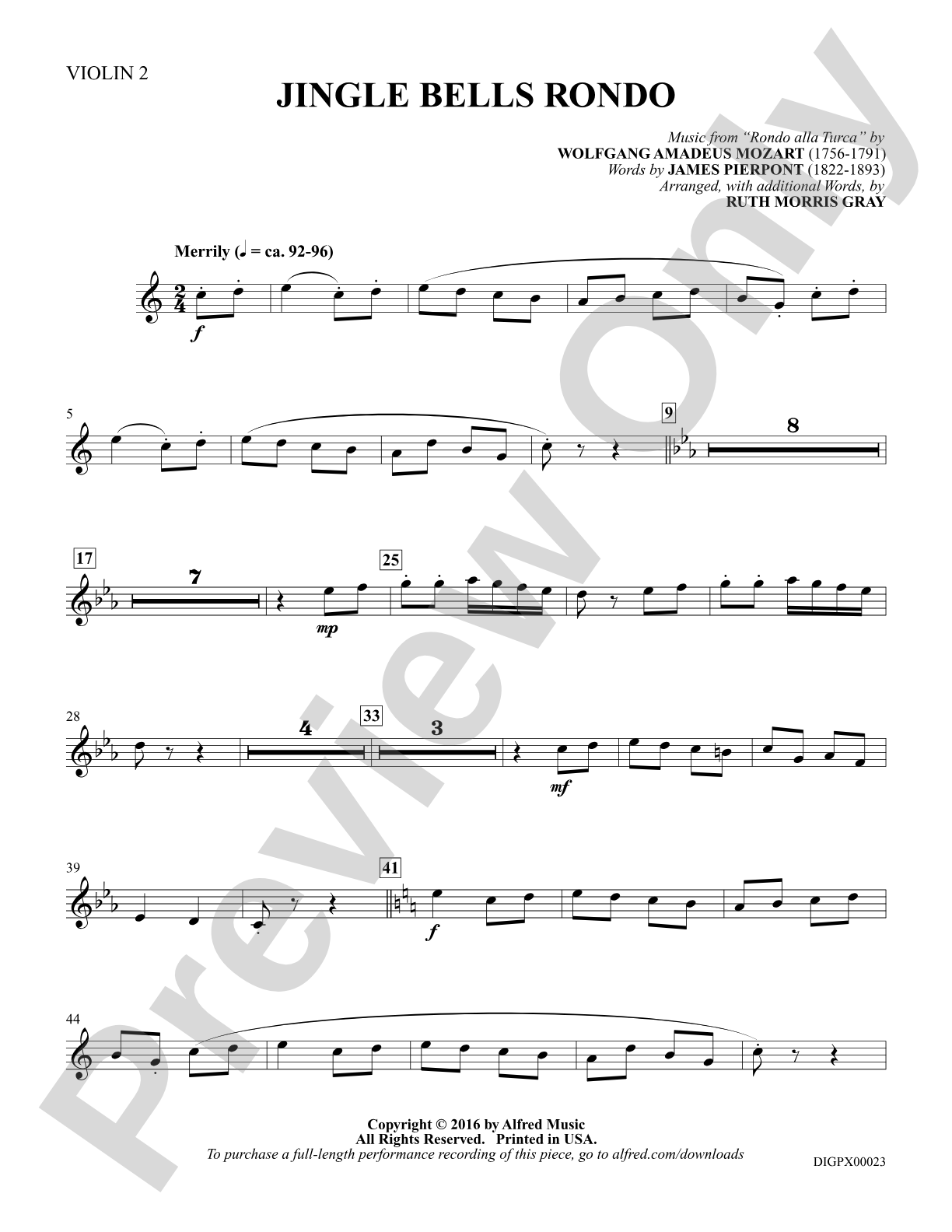 Jingle Bells Rondo: Violin 2: Choral SoundPax