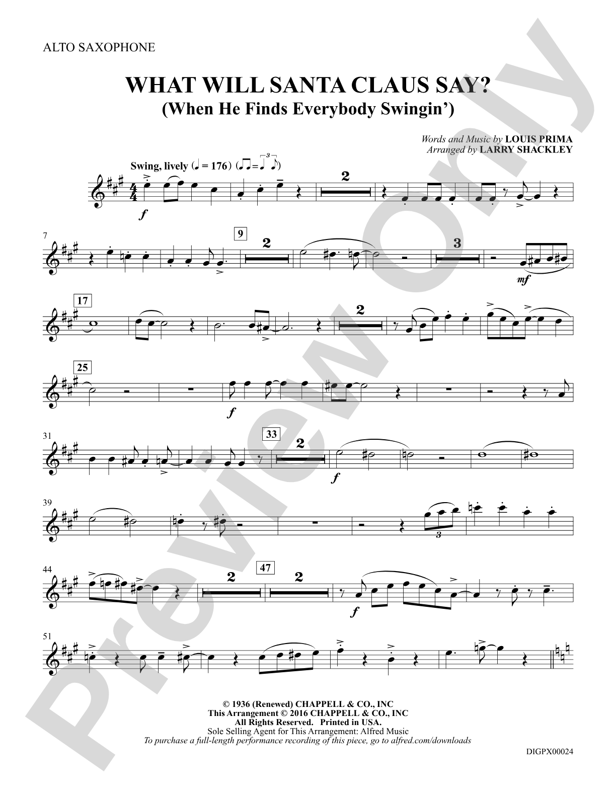 What Will Santa Claus Say? (When He Finds Everybody Swingin'): Alto Saxophone: Choral SoundPax