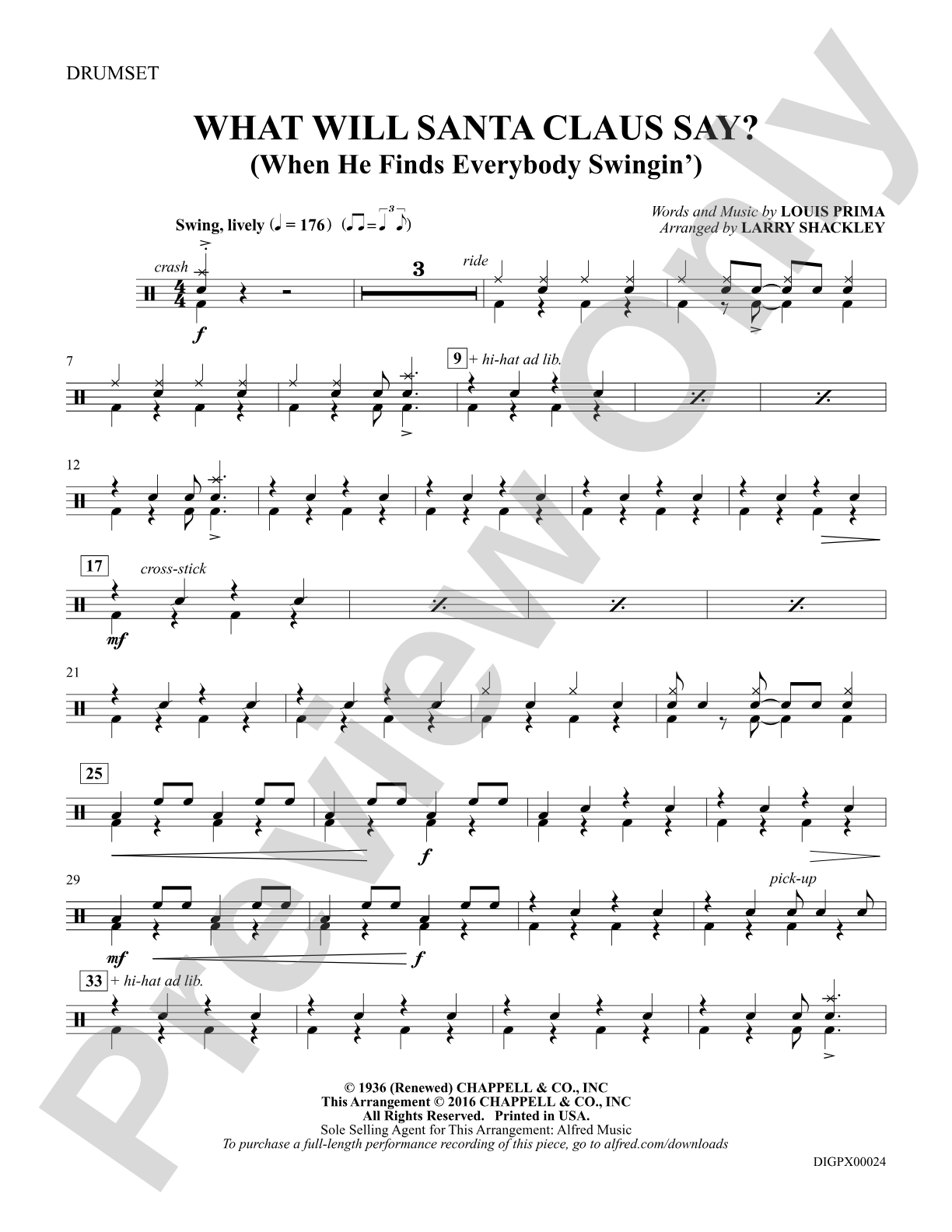 What Will Santa Claus Say? (When He Finds Everybody Swingin'): Drumset: Choral SoundPax