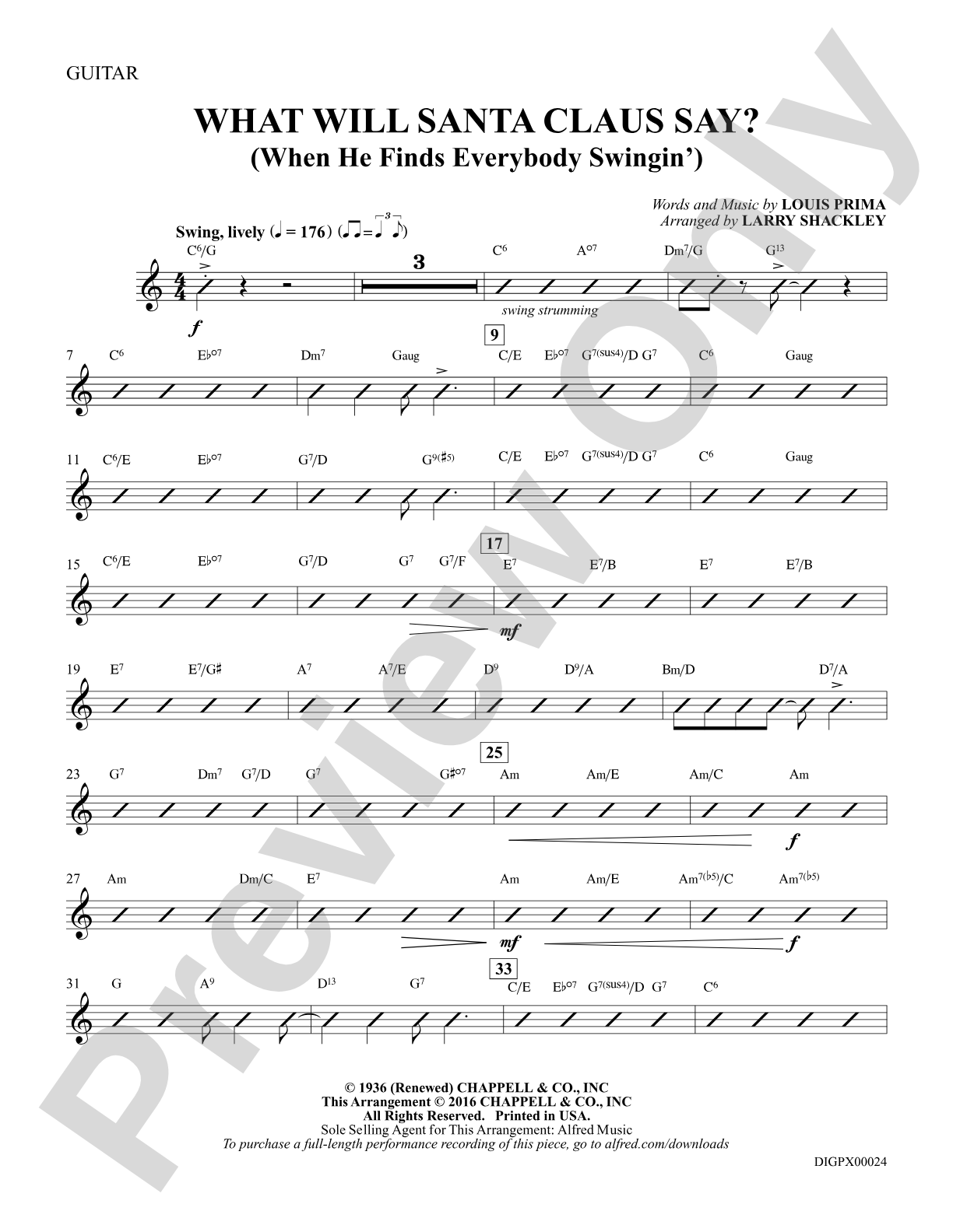What Will Santa Claus Say? (When He Finds Everybody Swingin'): Guitar: Choral SoundPax