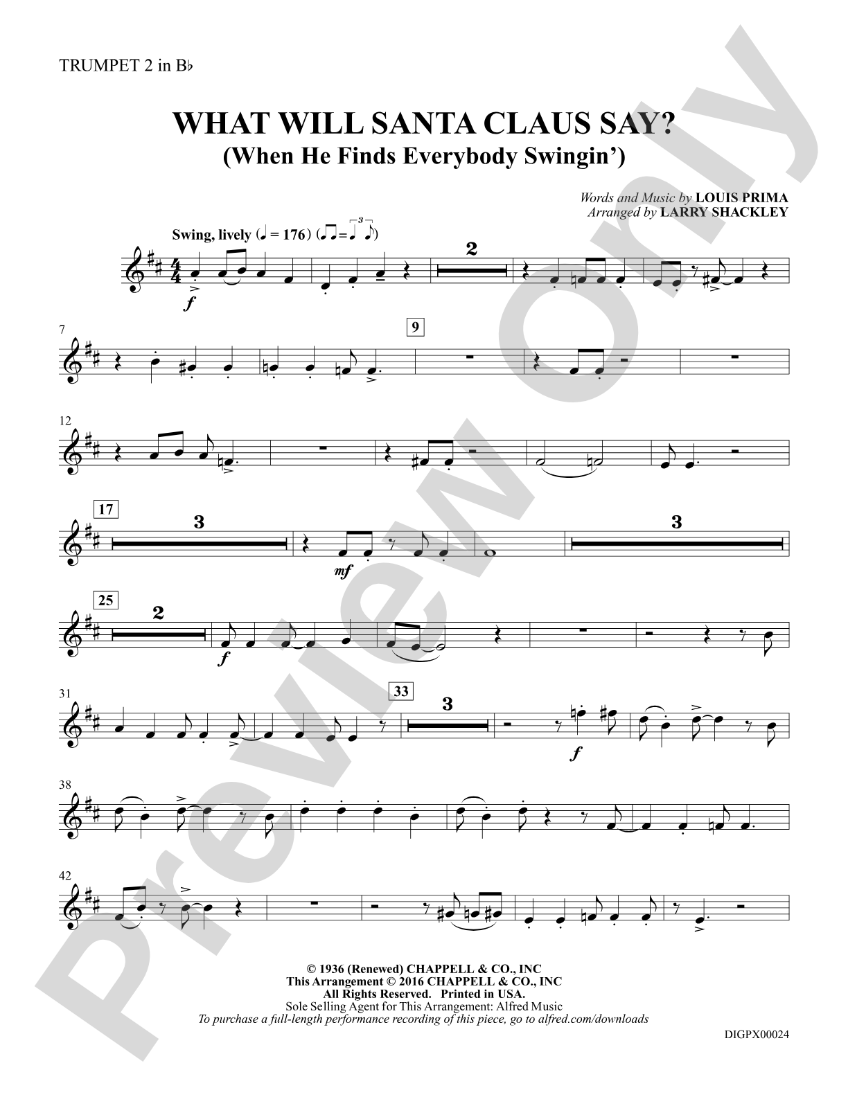 What Will Santa Claus Say? (When He Finds Everybody Swingin'): Trumpet 2: Choral SoundPax
