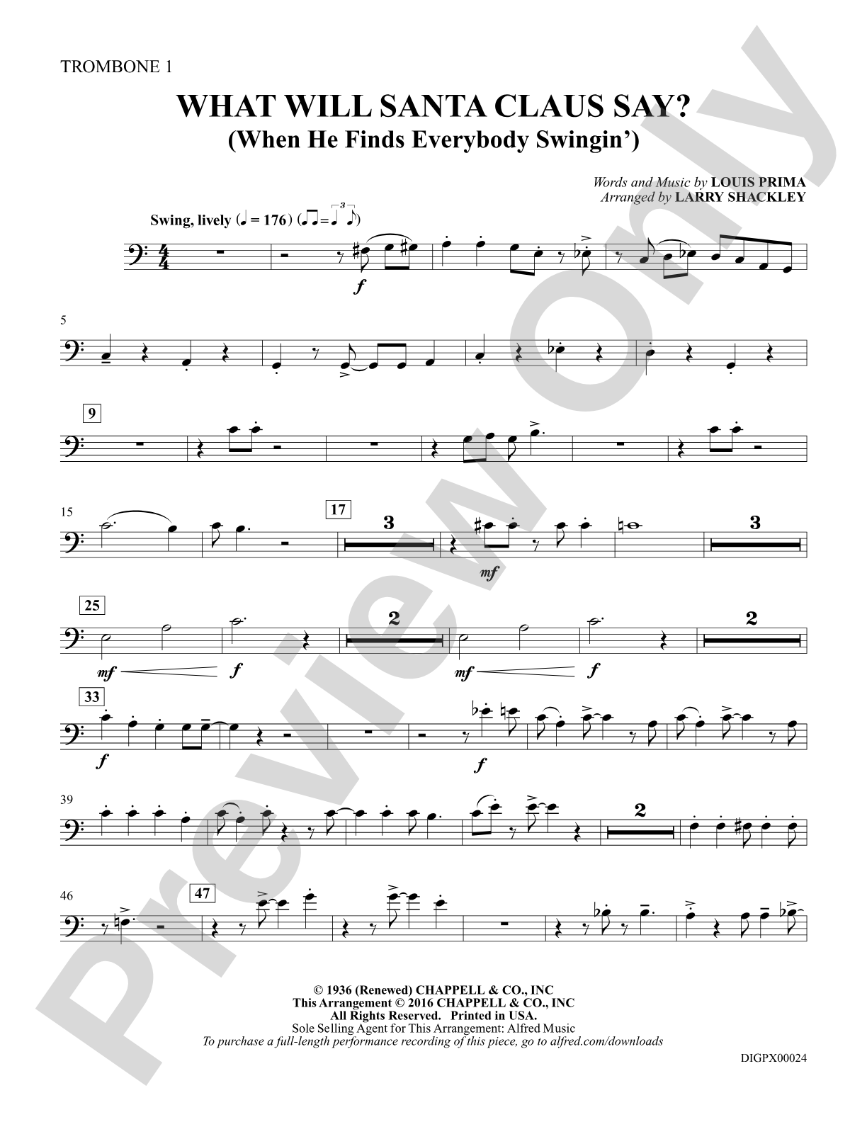 What Will Santa Claus Say? (When He Finds Everybody Swingin'): Trombone 1: Choral SoundPax