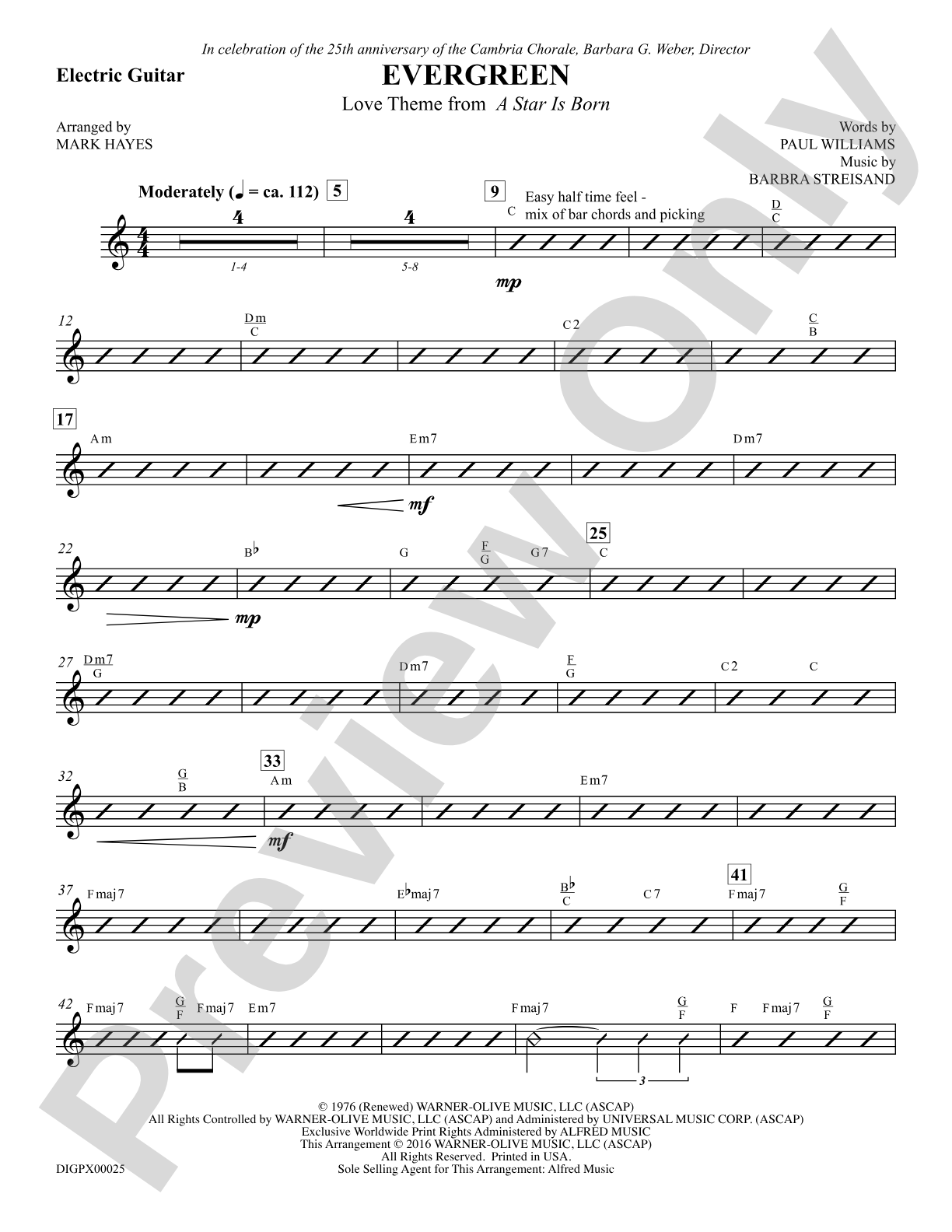 Evergreen (Love Theme from <i>A Star Is Born</i>): Guitar: Choral SoundPax