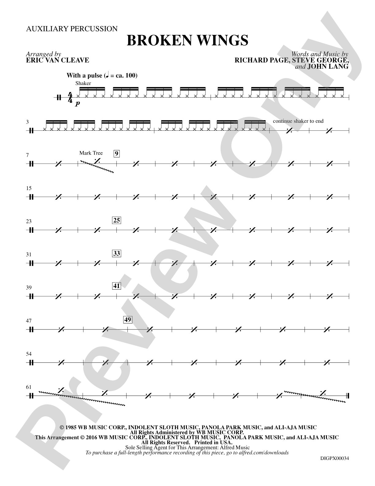 Broken Wings: Auxiliary Percussion: Choral SoundPax