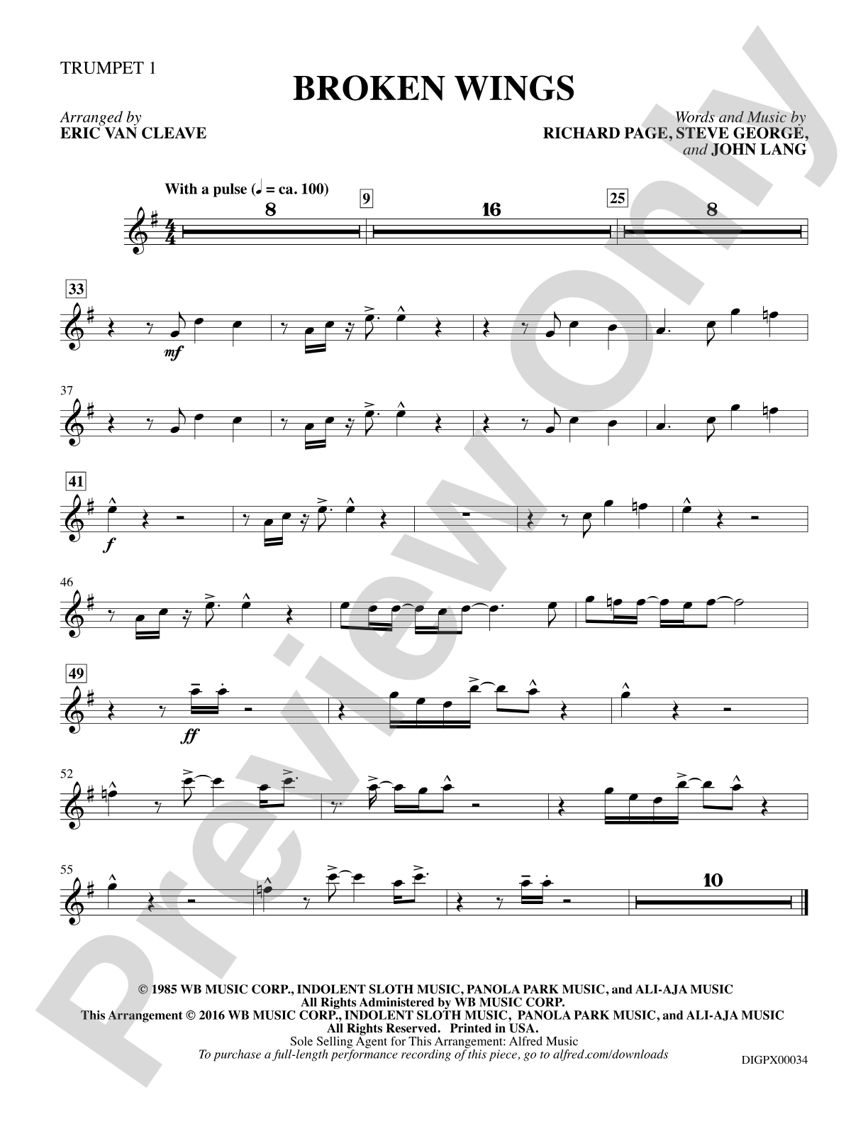 Broken Wings: Trumpet 1: Choral SoundPax