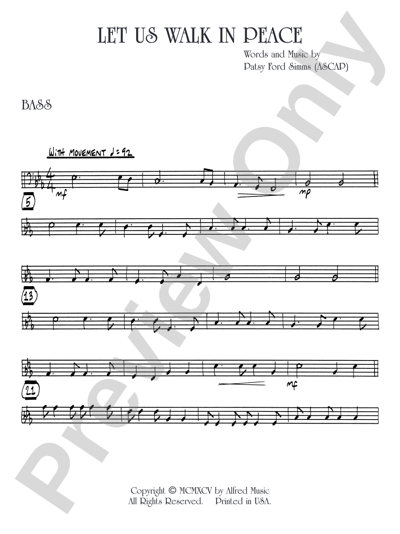 Let Us Walk in Peace: String Bass