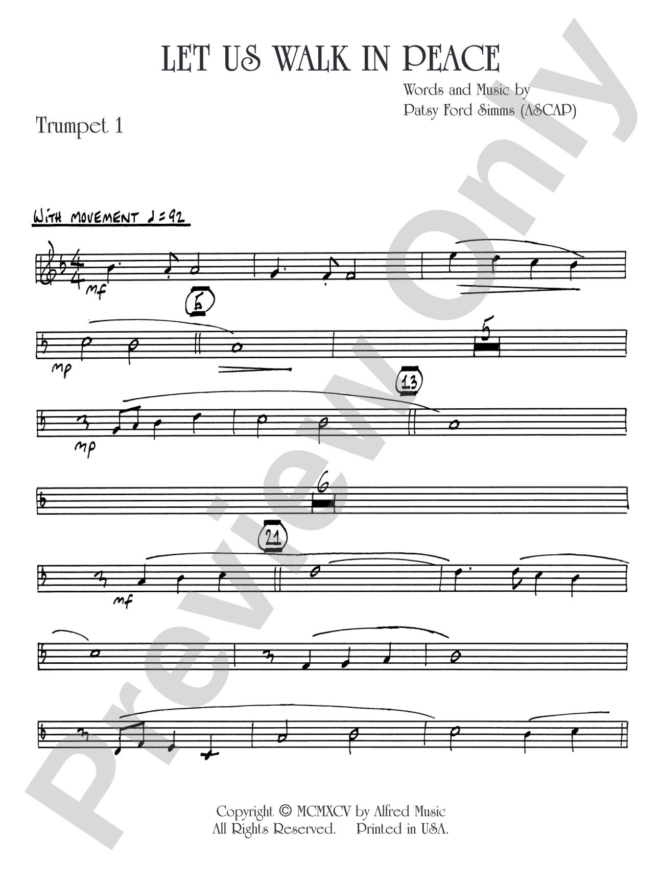 Let Us Walk in Peace: 1st B-flat Trumpet
