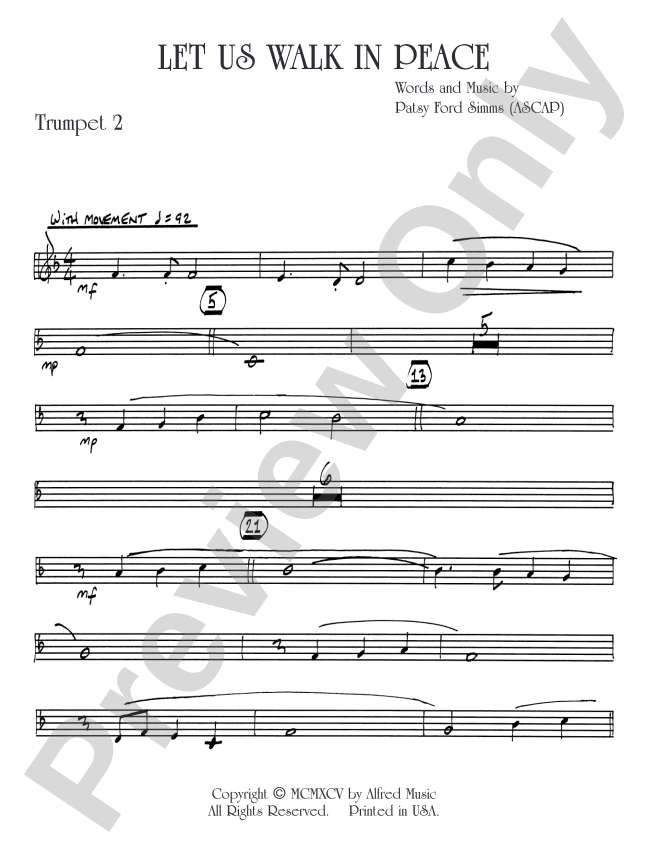Let Us Walk in Peace: 2nd B-flat Trumpet