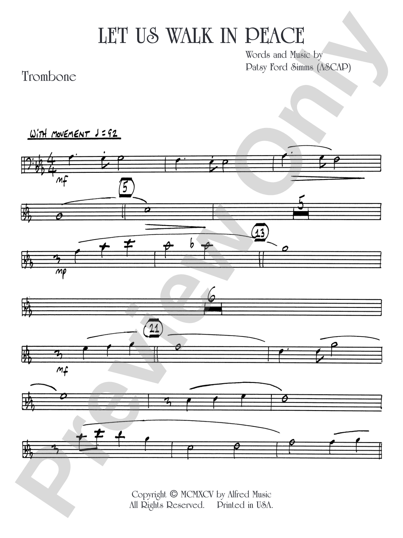 Let Us Walk in Peace: 1st Trombone