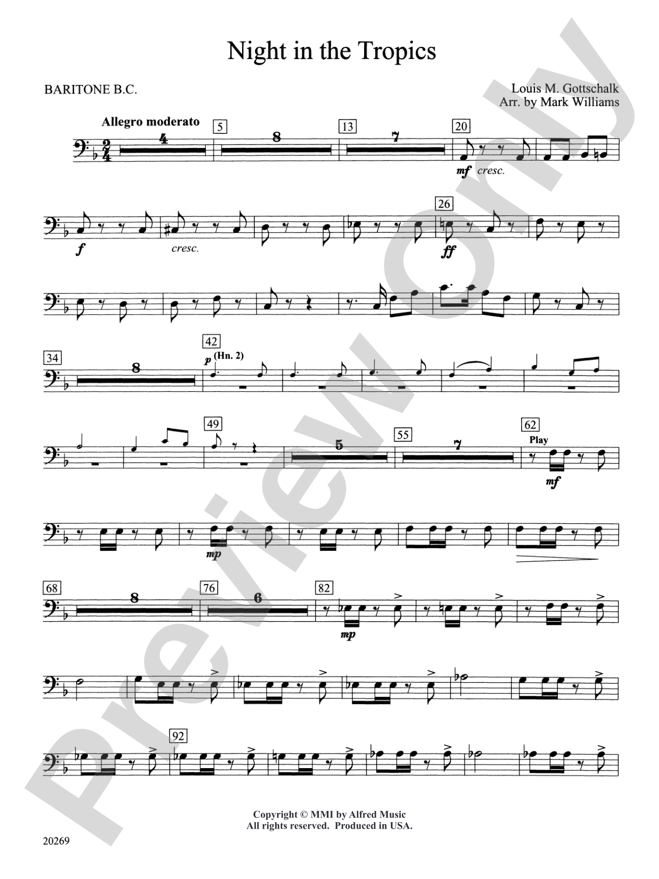 Night in the Tropics: Baritone B.C.