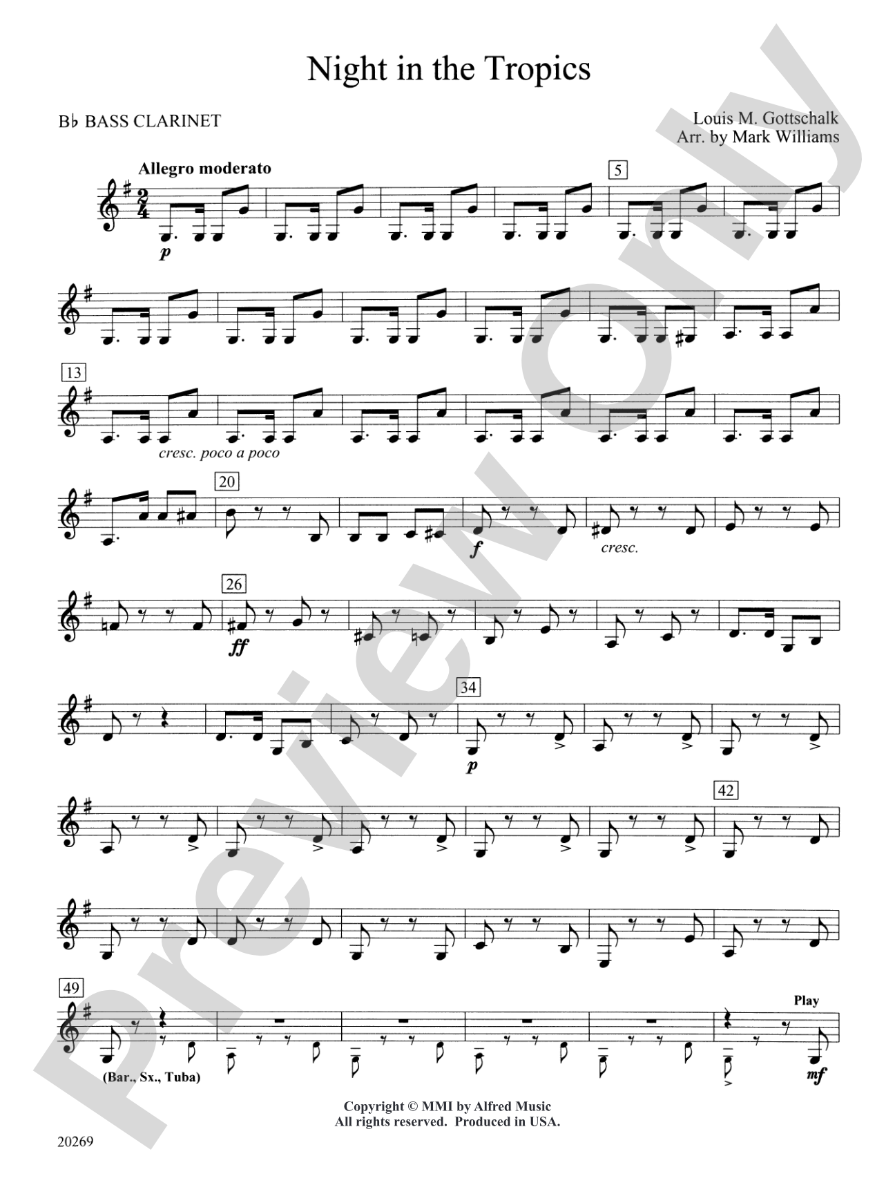 Night in the Tropics: B-flat Bass Clarinet