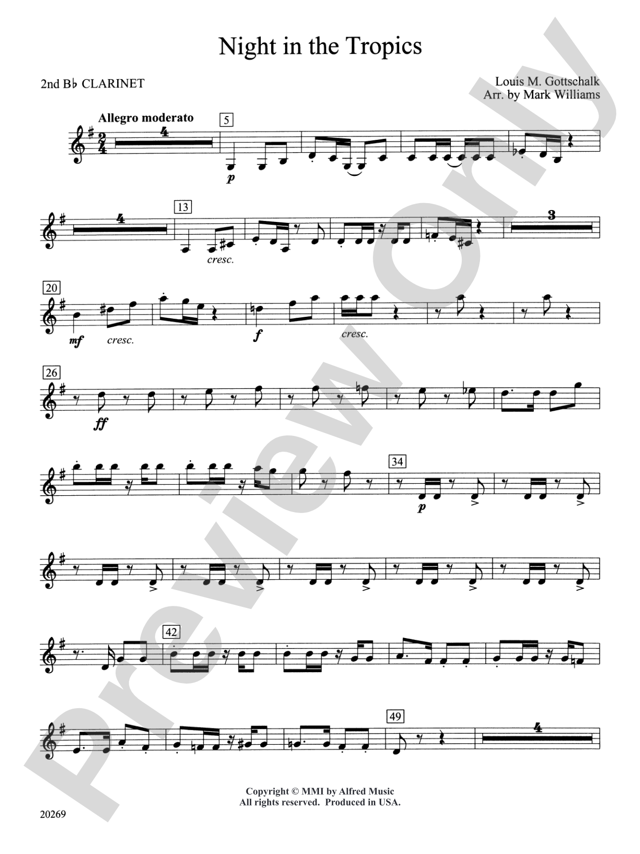 Night in the Tropics: 2nd B-flat Clarinet