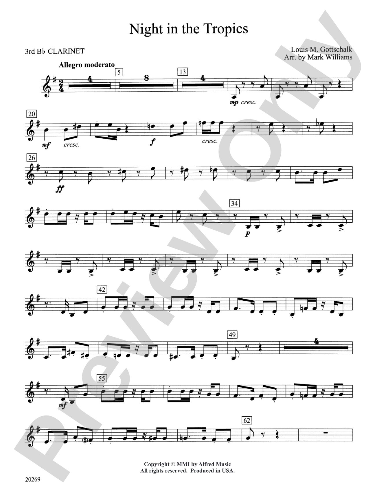 Night in the Tropics: 3rd B-flat Clarinet
