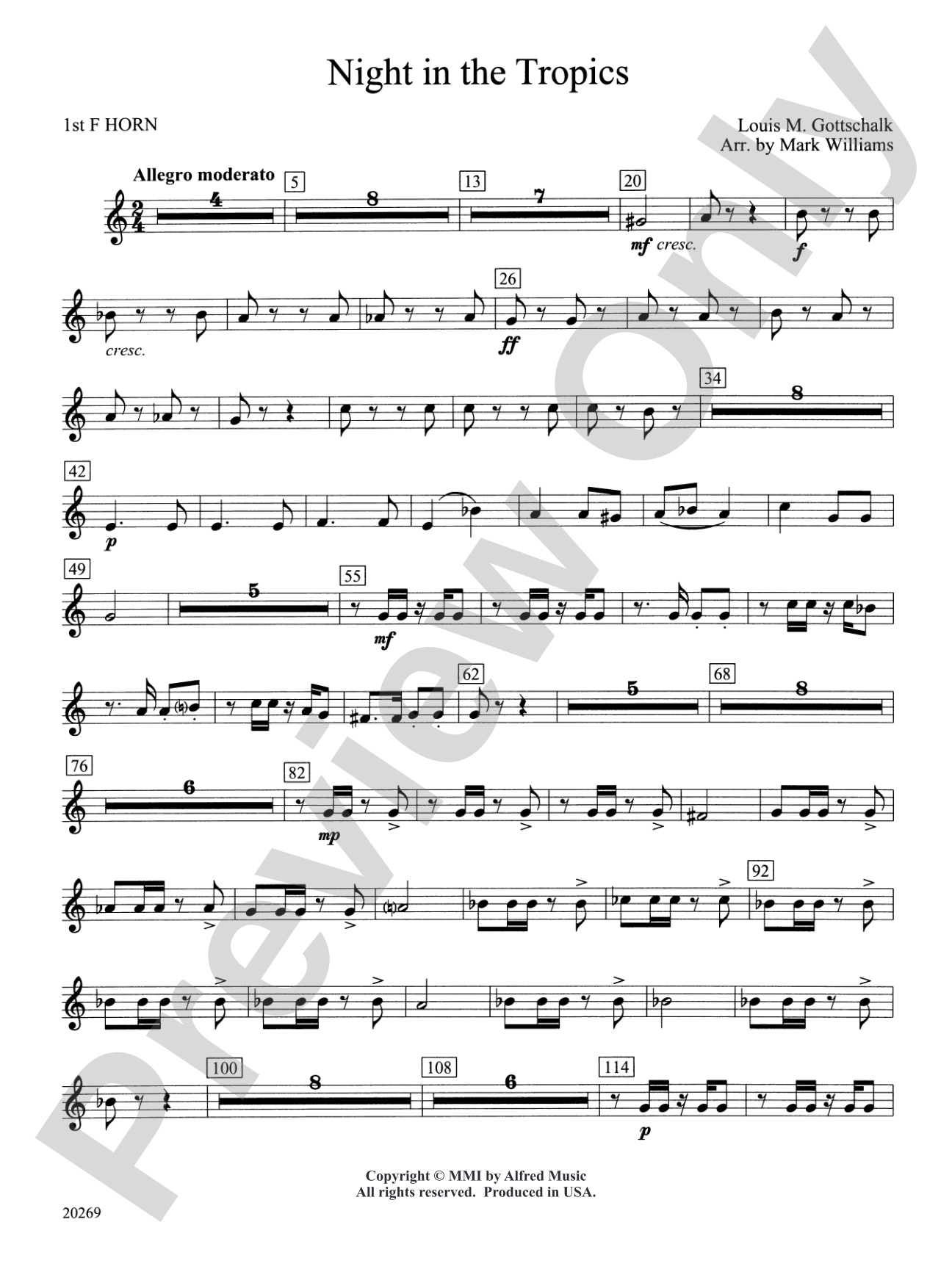 Night in the Tropics: 1st F Horn