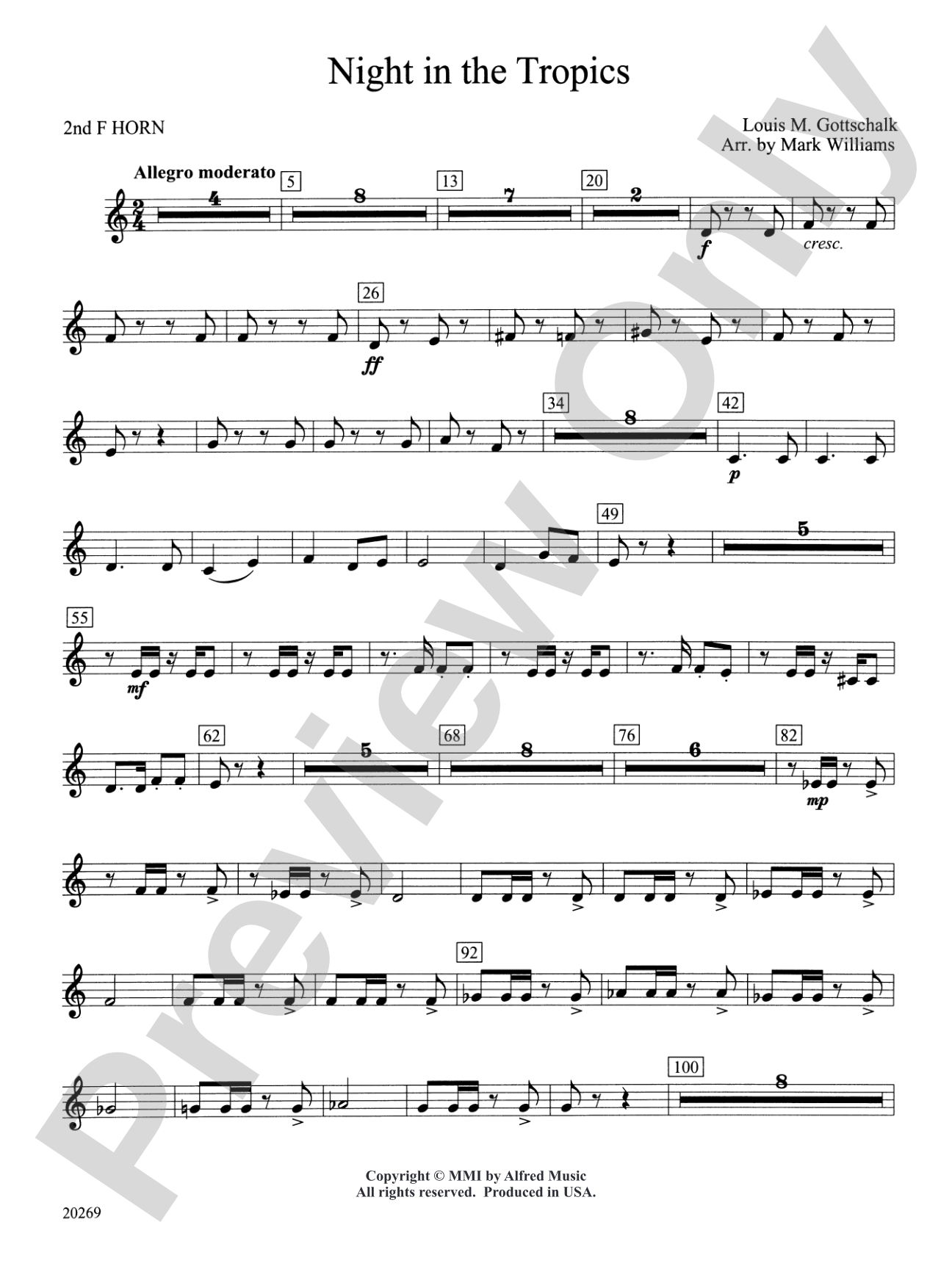 Night in the Tropics: 2nd F Horn