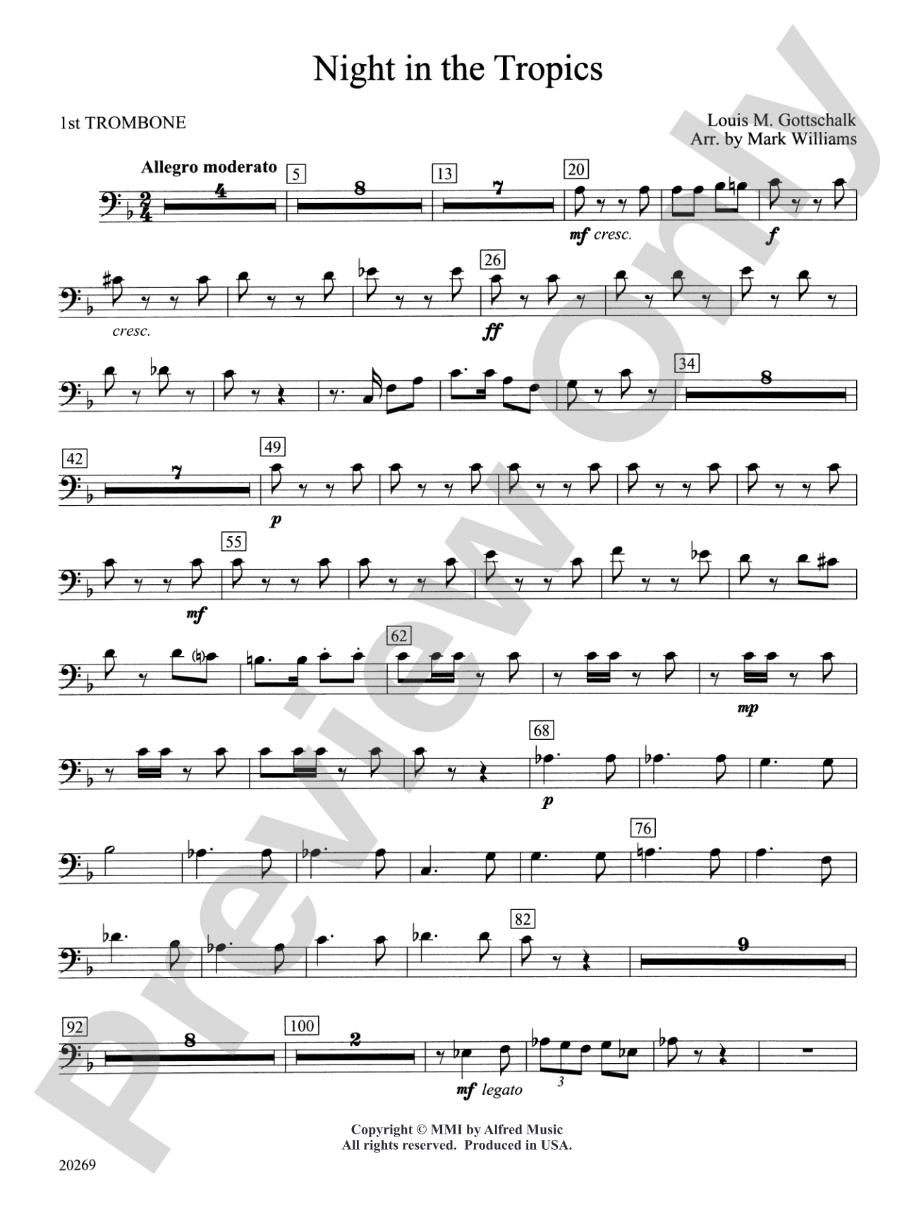 Night in the Tropics: 1st Trombone