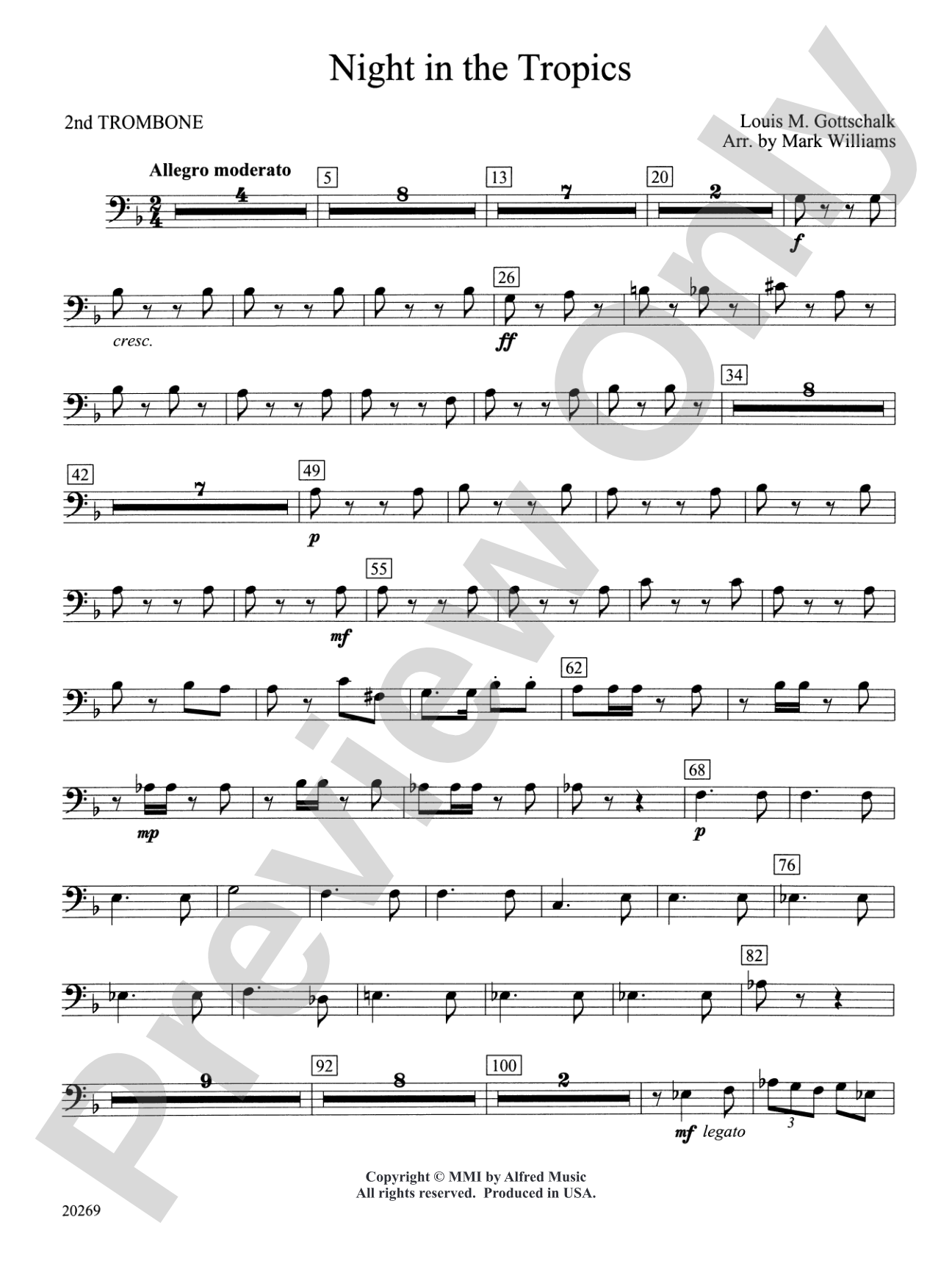 Night in the Tropics: 2nd Trombone