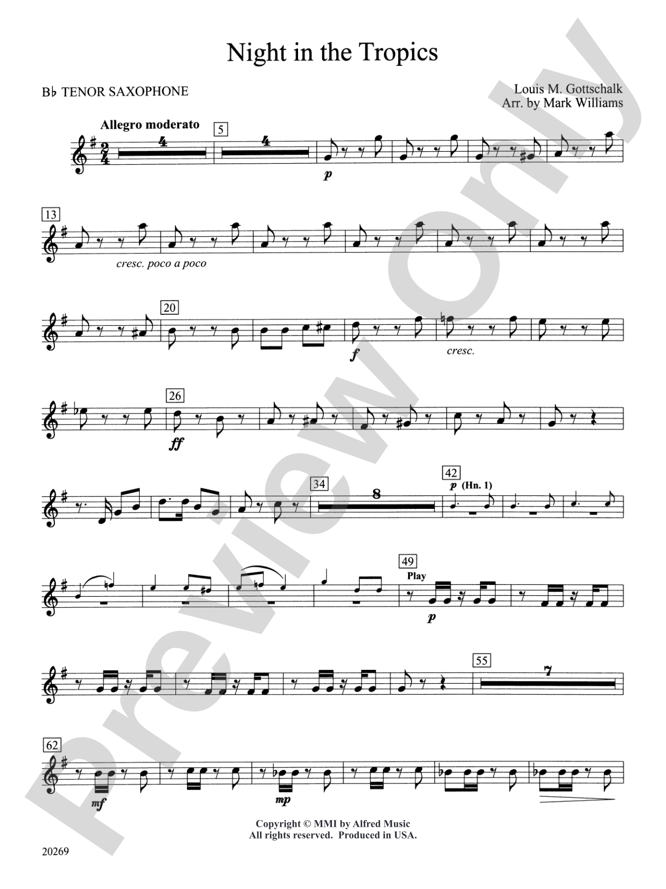 Night in the Tropics: B-flat Tenor Saxophone