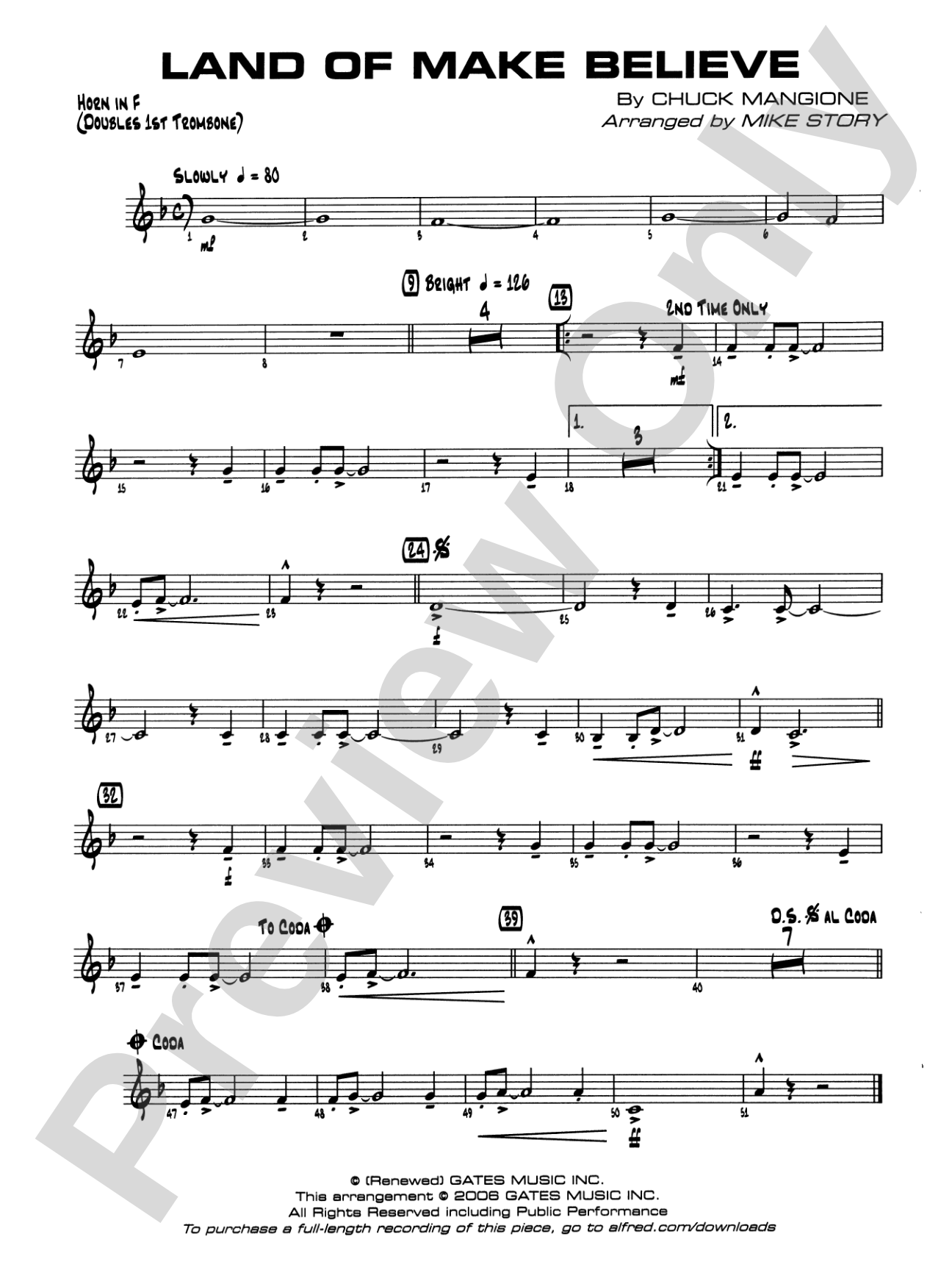 Land of Make Believe: 1st F Horn