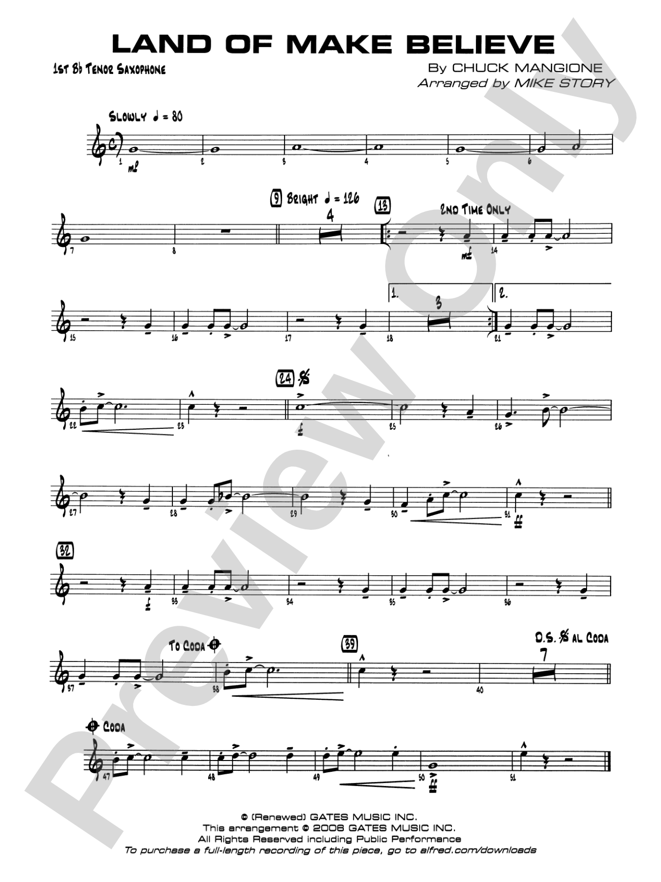 Land of Make Believe: B-flat Tenor Saxophone