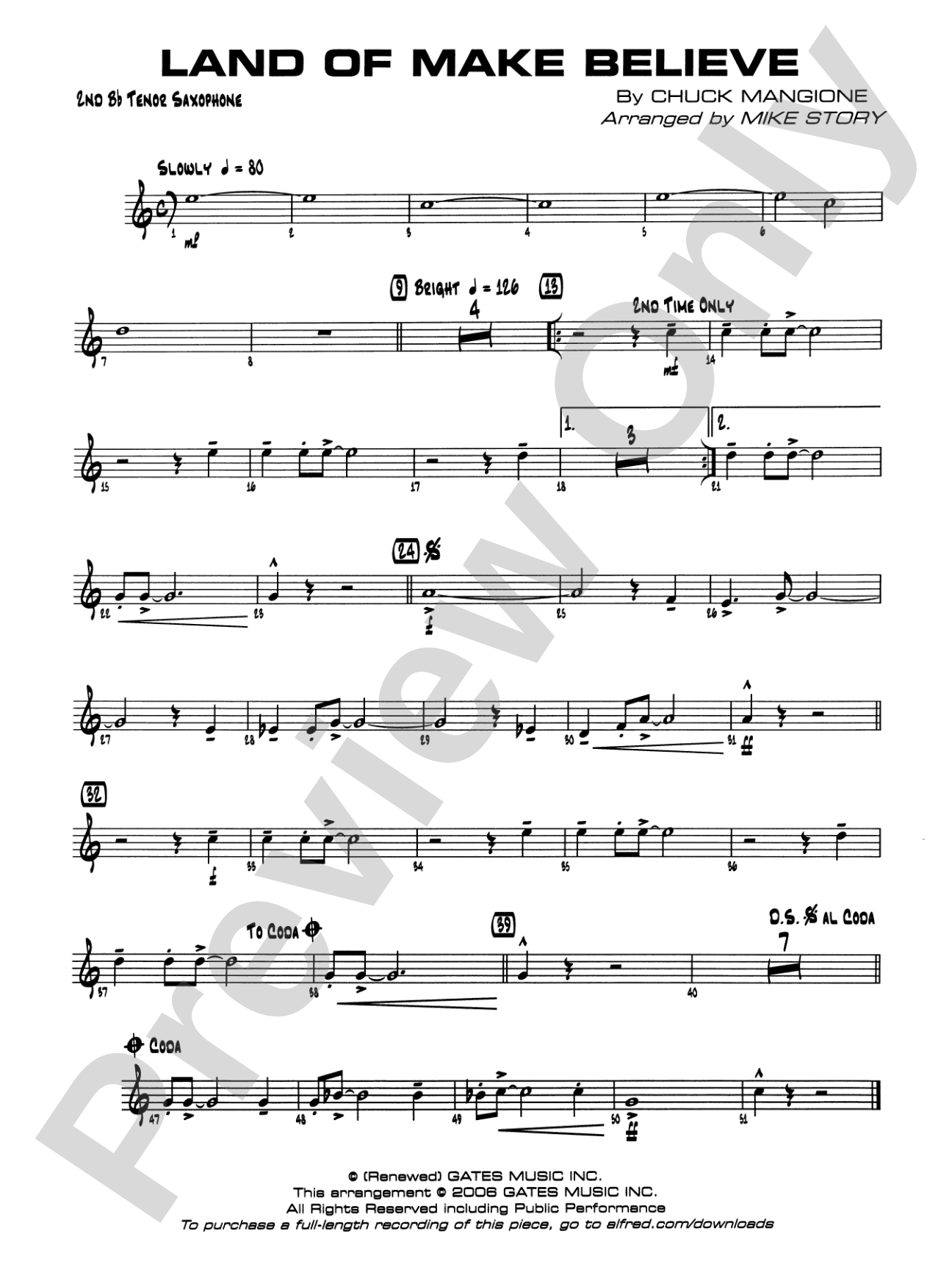 Land of Make Believe: 2nd B-flat Tenor Saxophone
