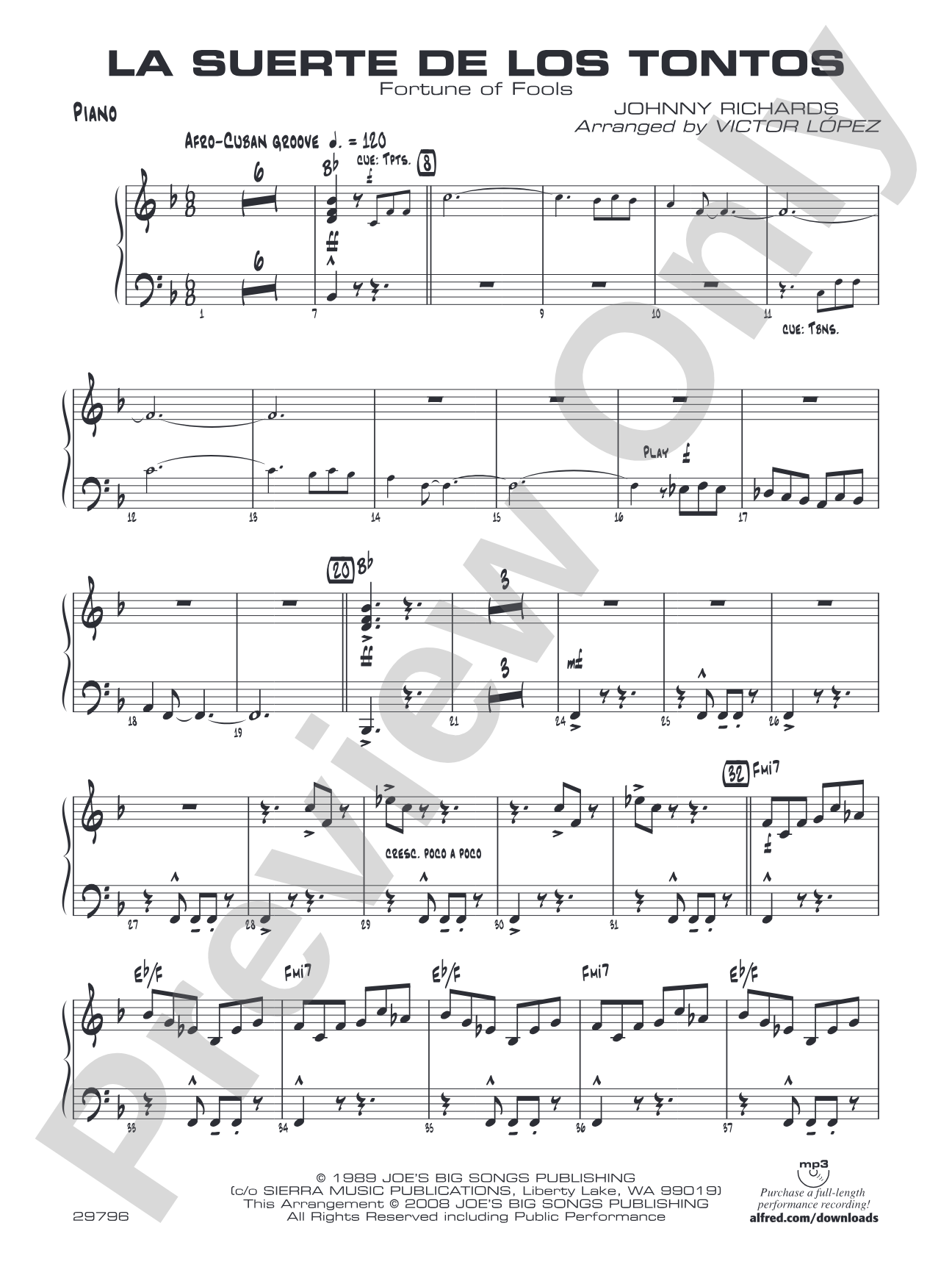 La Suerte de los Tontos: Piano Accompaniment