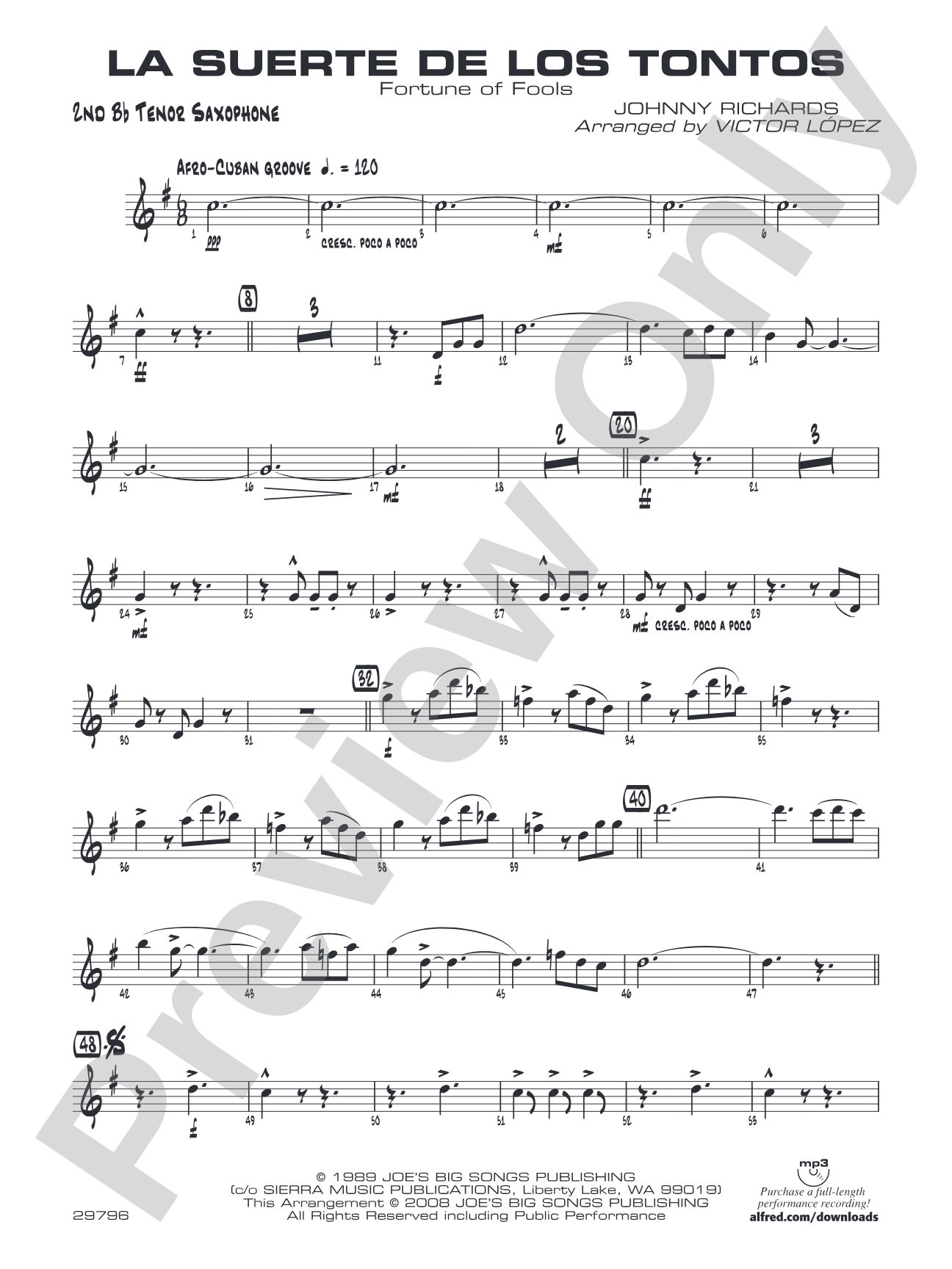 La Suerte de los Tontos: 2nd B-flat Tenor Saxophone