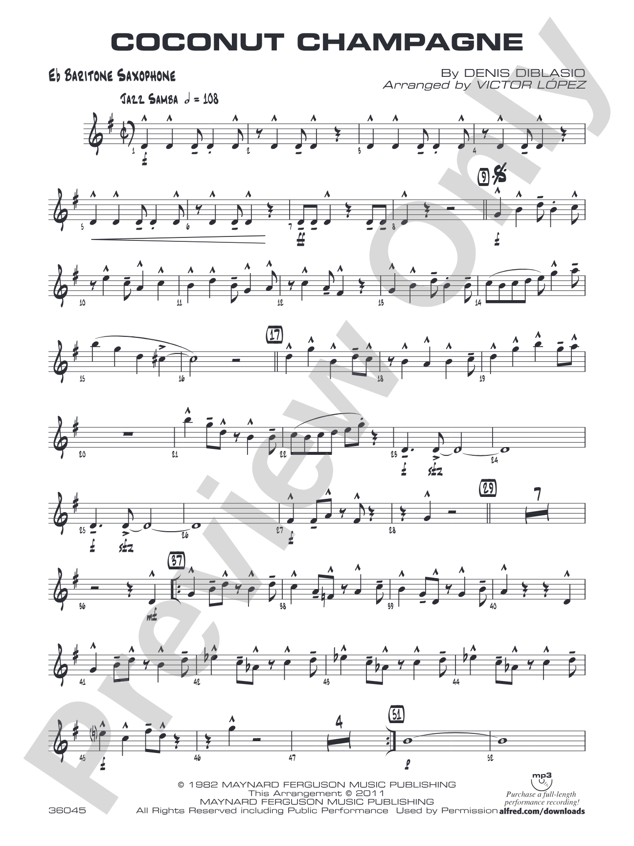Coconut Champagne: E-flat Baritone Saxophone